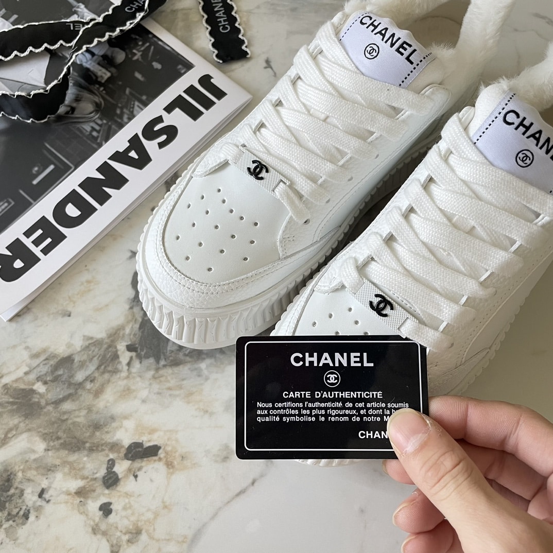 Chanel Winter Fur Sneakers White