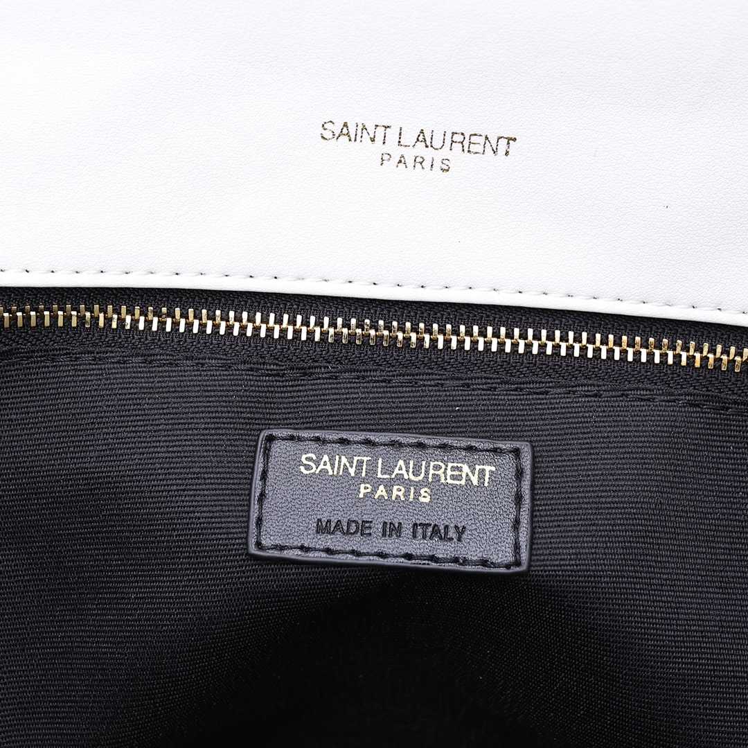 Saint Laurent Sade Puffy Leather Envelope Clutch Bag White