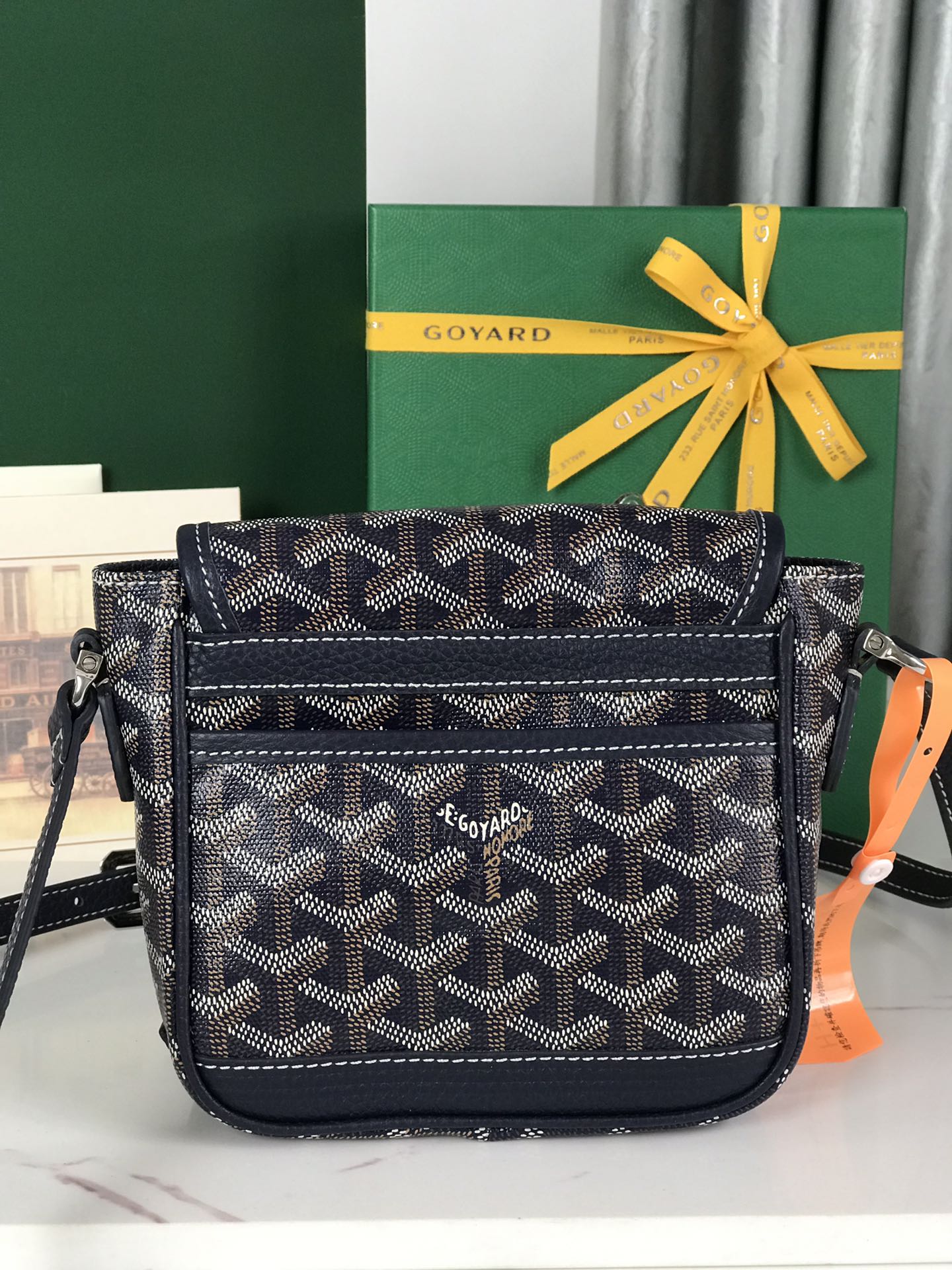 Goyard Grand Bleu 16 Cm Navy Blue Goyardine Canvas And Lambskin