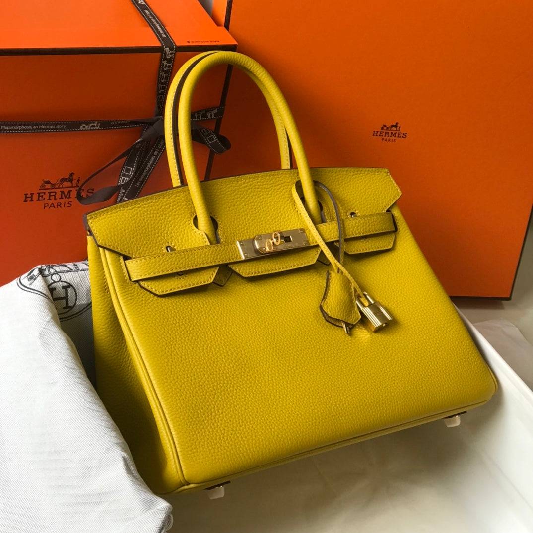 Hermes Birkin Amber Yellow Togo Leather Gold Hardware