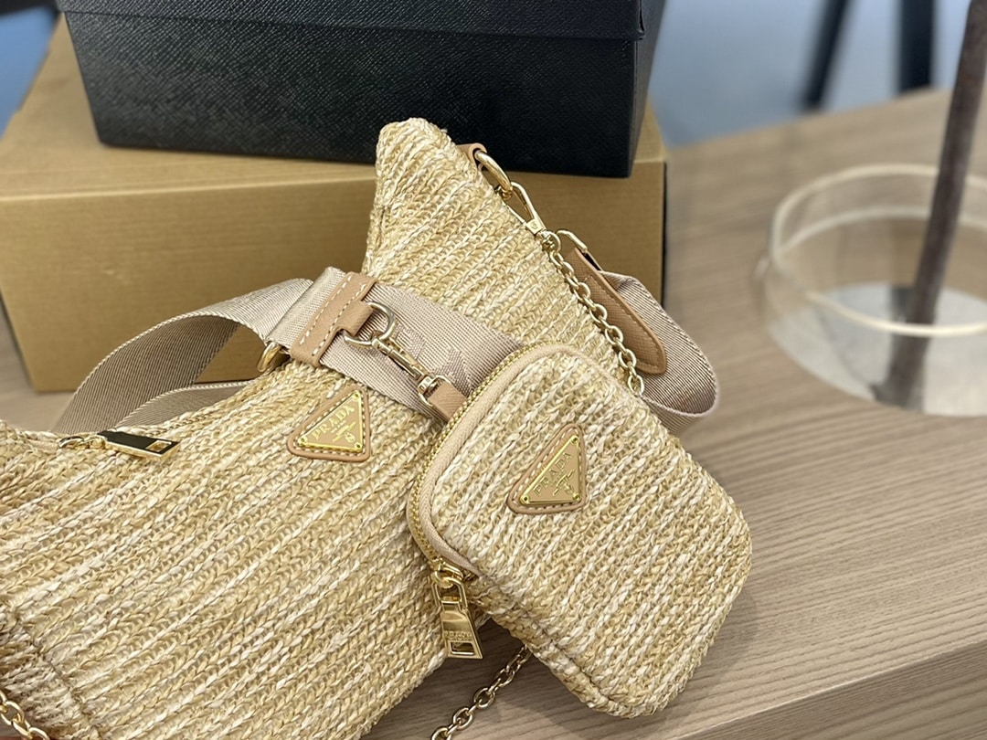 Prada Re-Edition 2005 Raffia Bag Tan