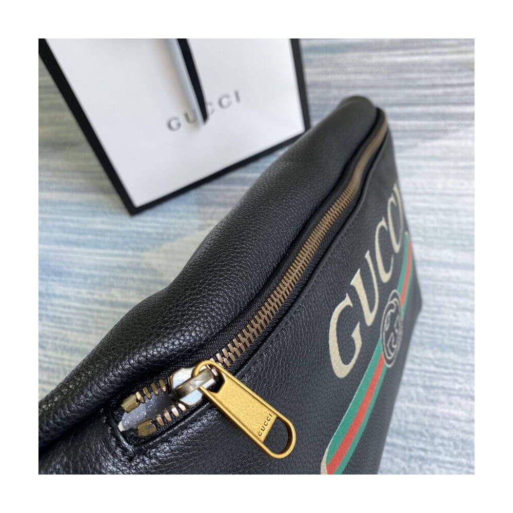 Gucci Print Leather Belt Bag Black