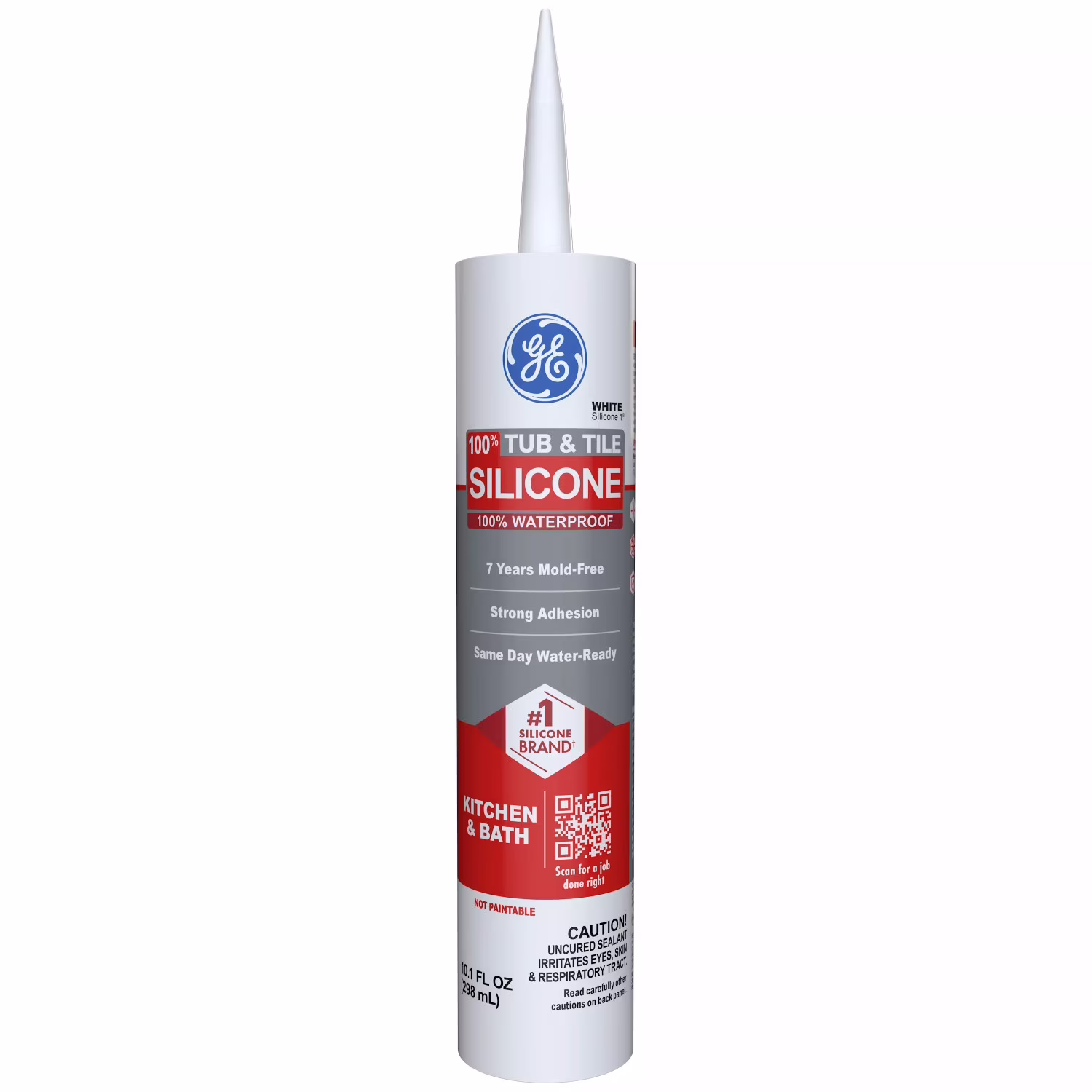 GE Silicone 1 Tub & Tile, Pack of 1, White 10.1 fl oz Cartridge