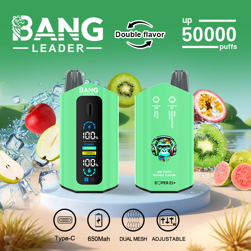 Bang Leader 50K Puffs 2-in-1 Prefilled Vape | Dual Flavor, Adjustable Wattage,  Rechargeable