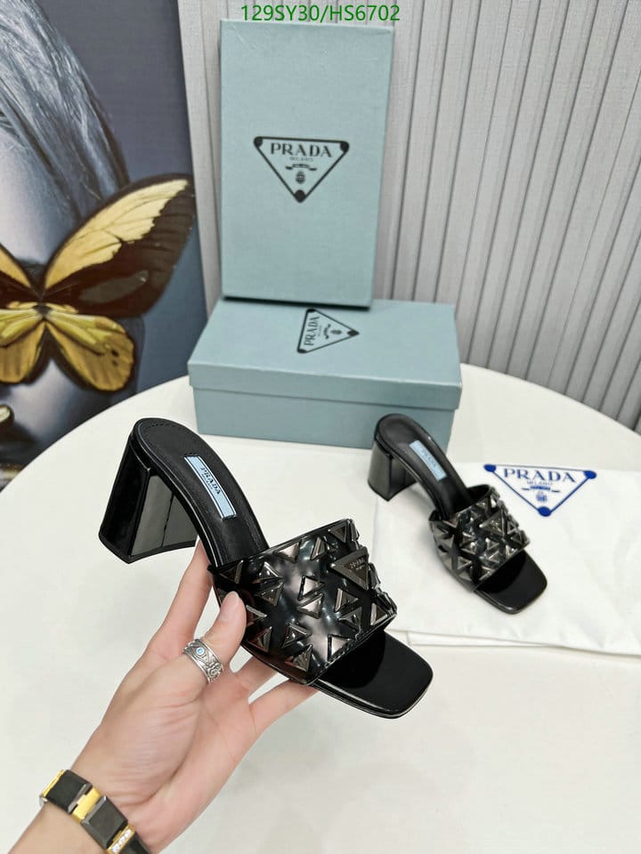 Prada Studded Metallic Leather Mules Black