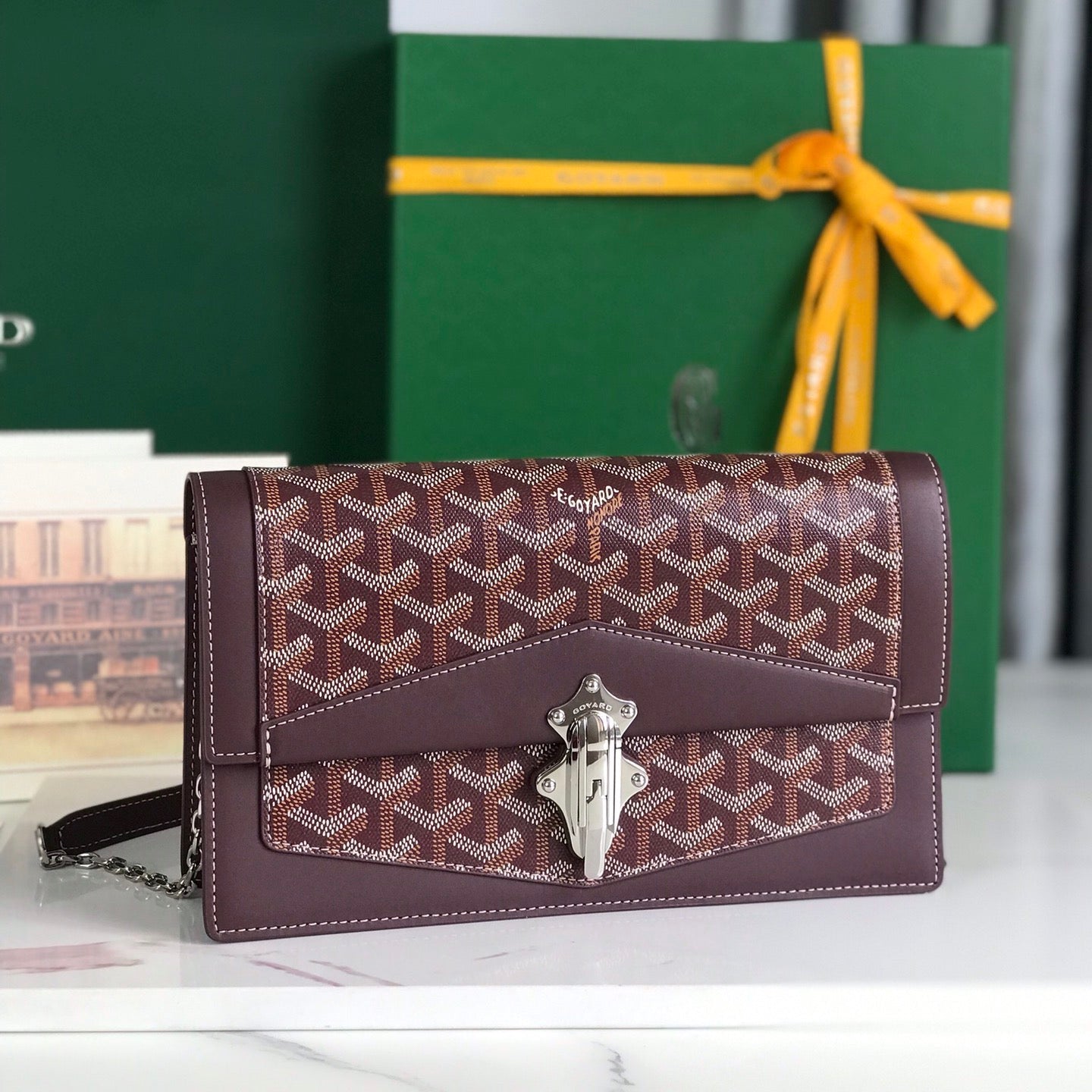 Goyard Duchesse Marie-Caroline Bag 25cm Wine Red Goyardine Canvas And Smooth Calfskin