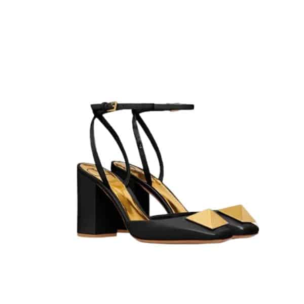 Valentino One Stud Pump In Patent Leather 90Mm Black Xw2S0Dt4Laf0No