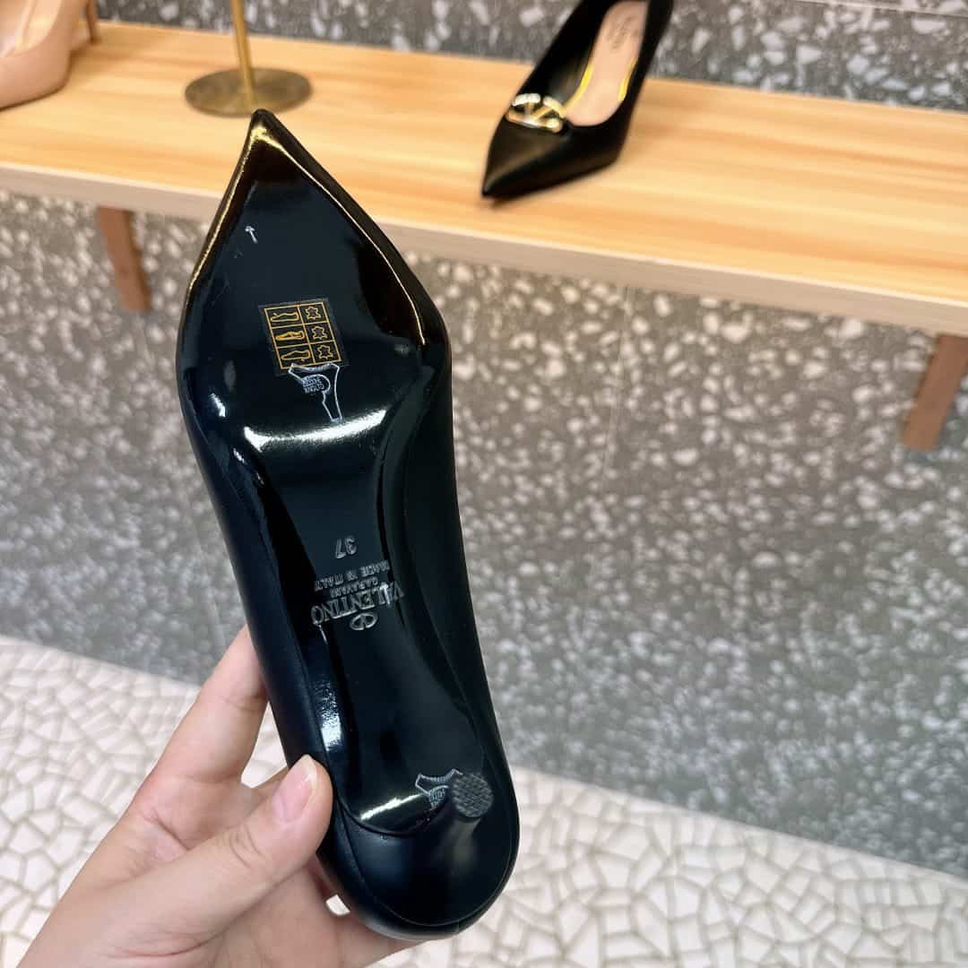 Valentino Garavani VLogo Patent Leather Slingback Pump Black