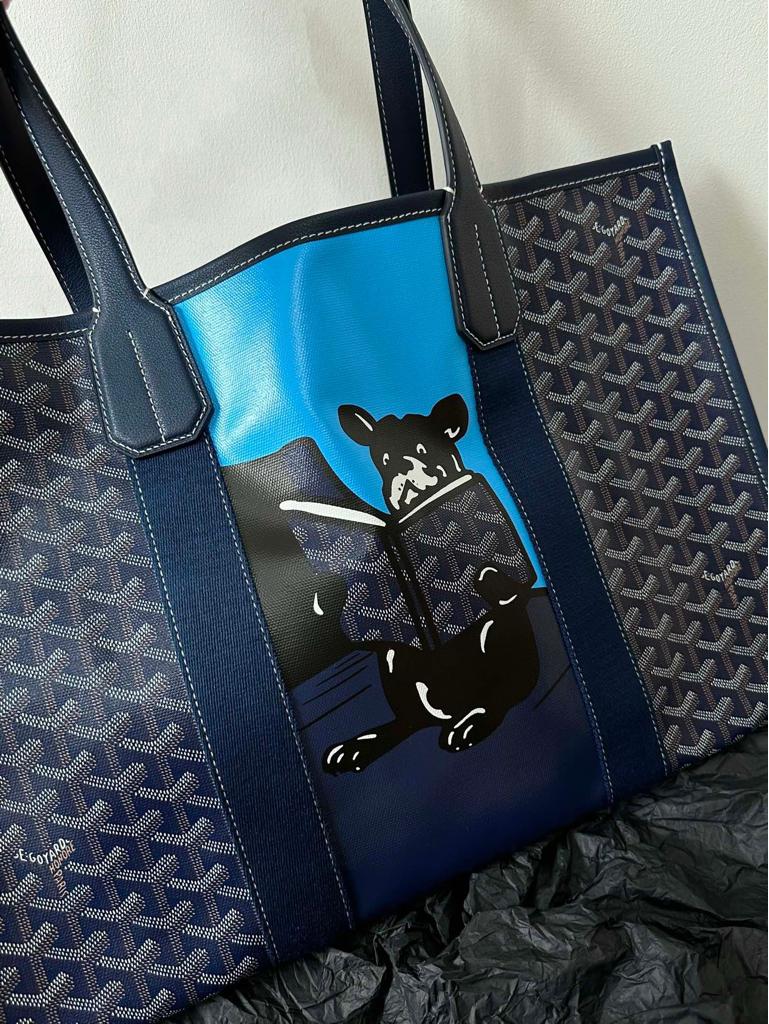Goyard Goya Villette Tote 45Cm Navy Canvas