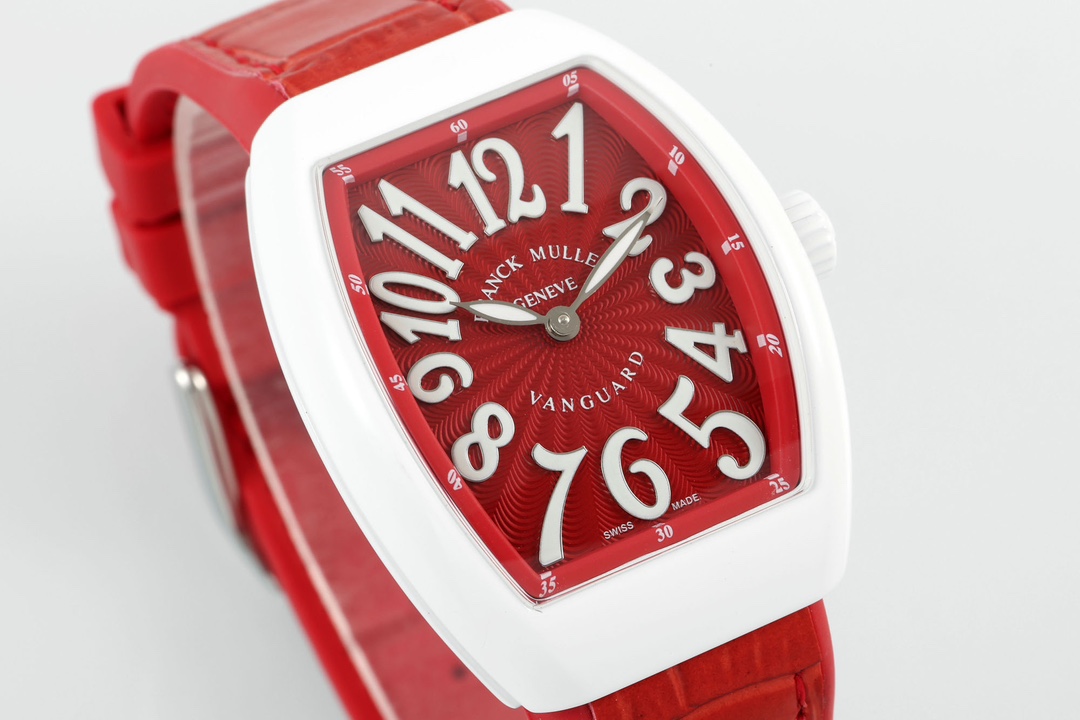 【Super Clone】Franck Muller Women's Yacht Red Dial Leather Strap