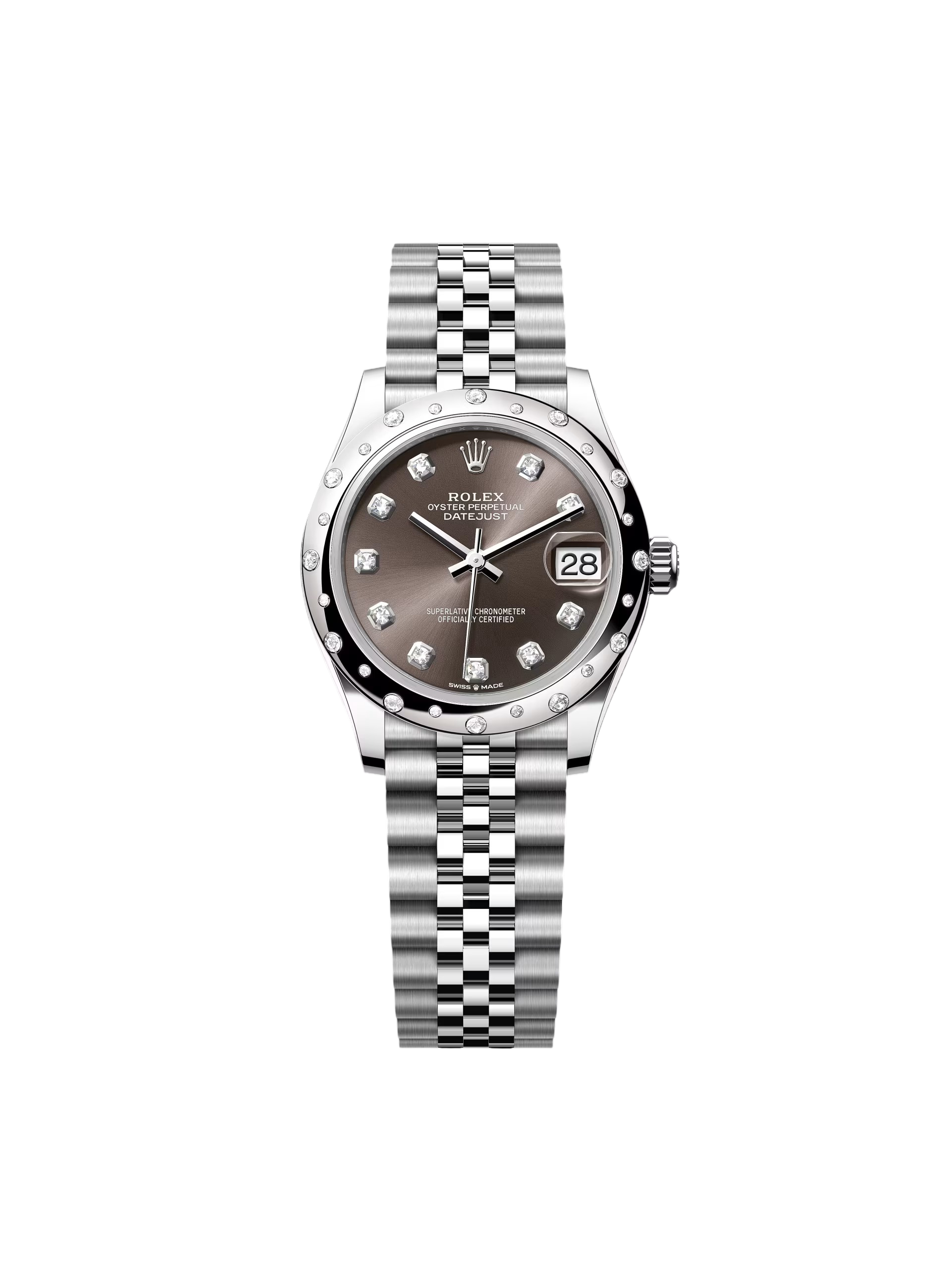 Rolex Datejust m278344 Dark Grey Dial 31mm Domed Diamond