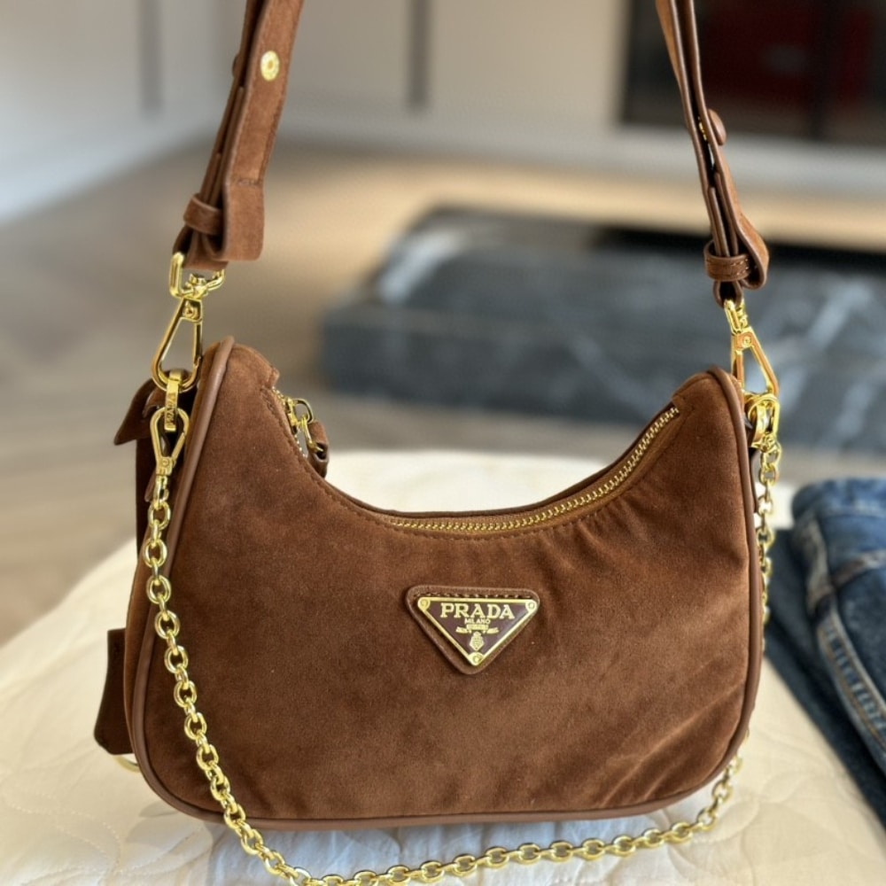 Prada Re Edition Suede Mini Bag Cocoa Brown 22Cm