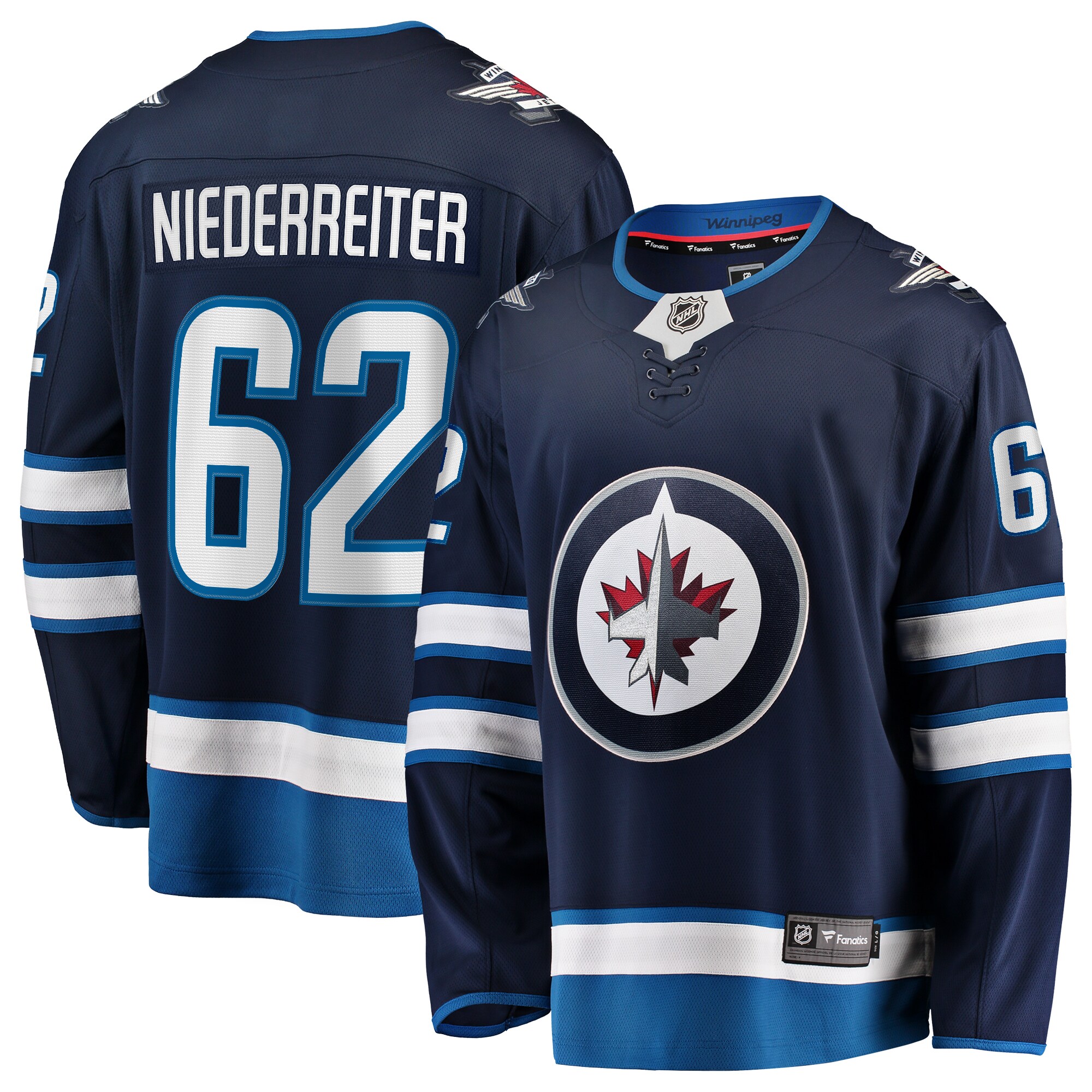 Nino Niederreiter Winnipeg Jets Fanatics Home Premier Breakaway Player Jersey – Navy