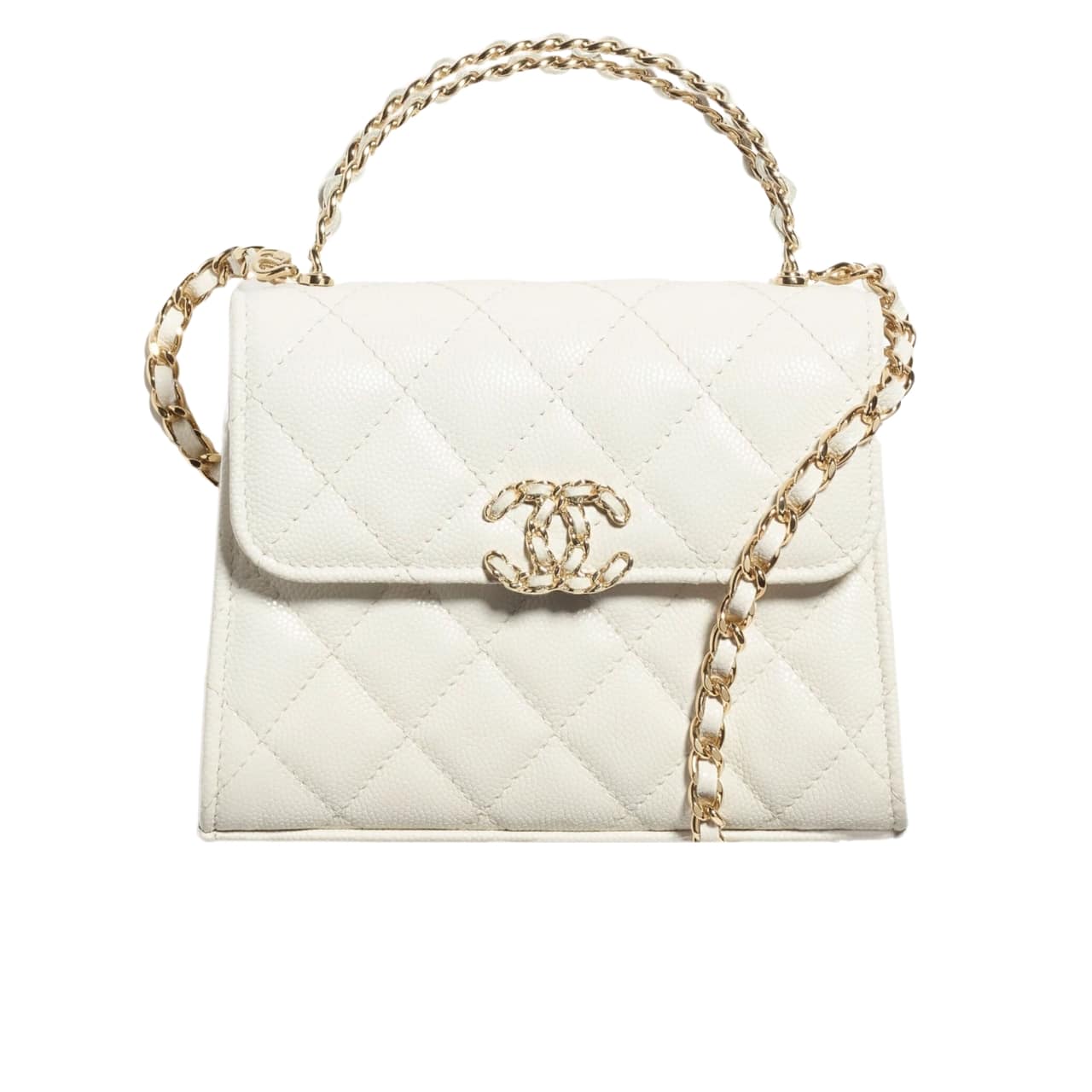 Chanel Clutch Bag With Chain In White 15Cm/5.9in