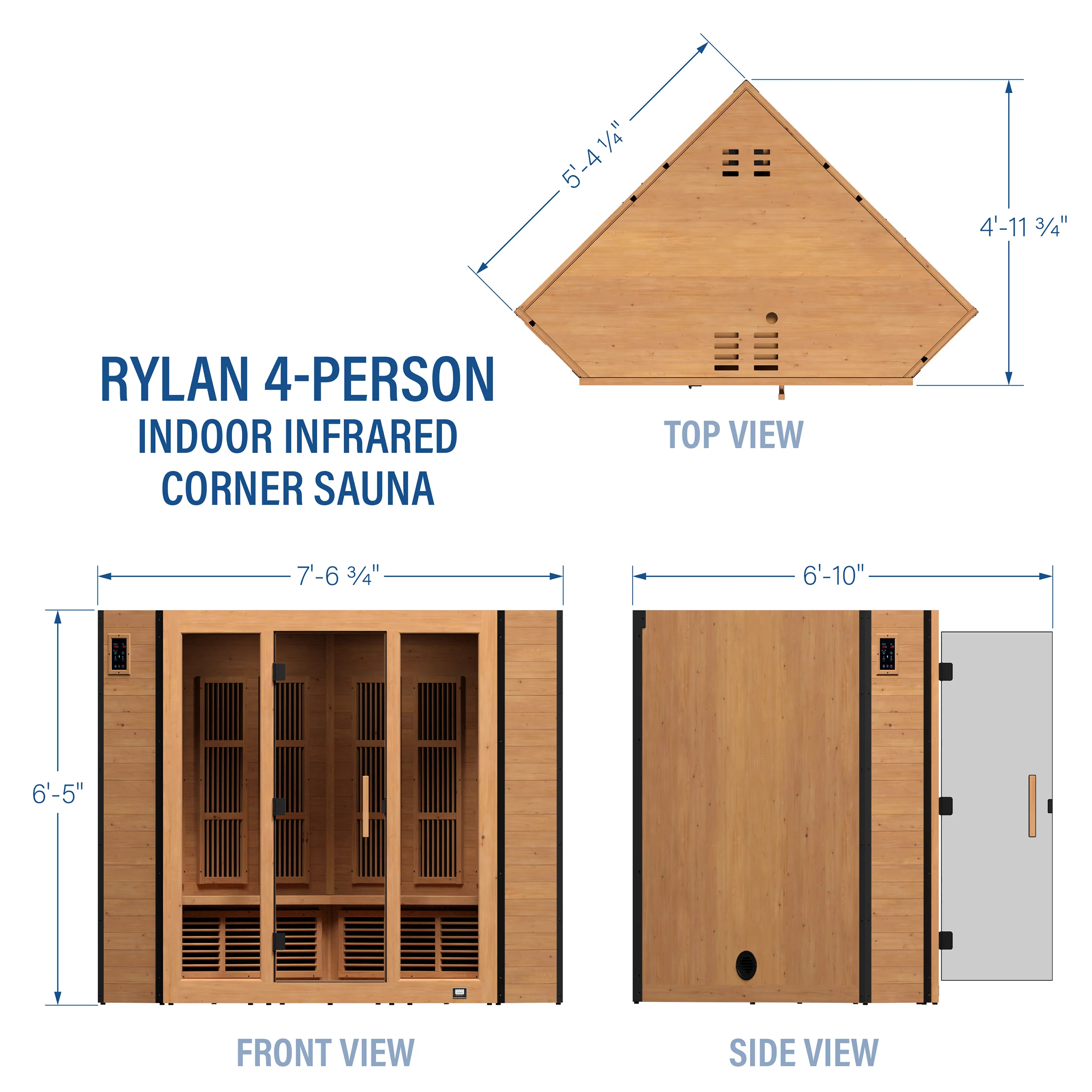 Rylan Indoor Infrared Corner Sauna �?4 Person
