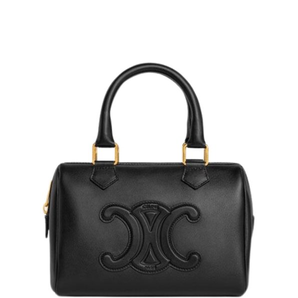 CELINE  SMALL BOSTON BAG IN SMOOTH CALFSKIN WITH CUIR TRIOMPHE BLACK