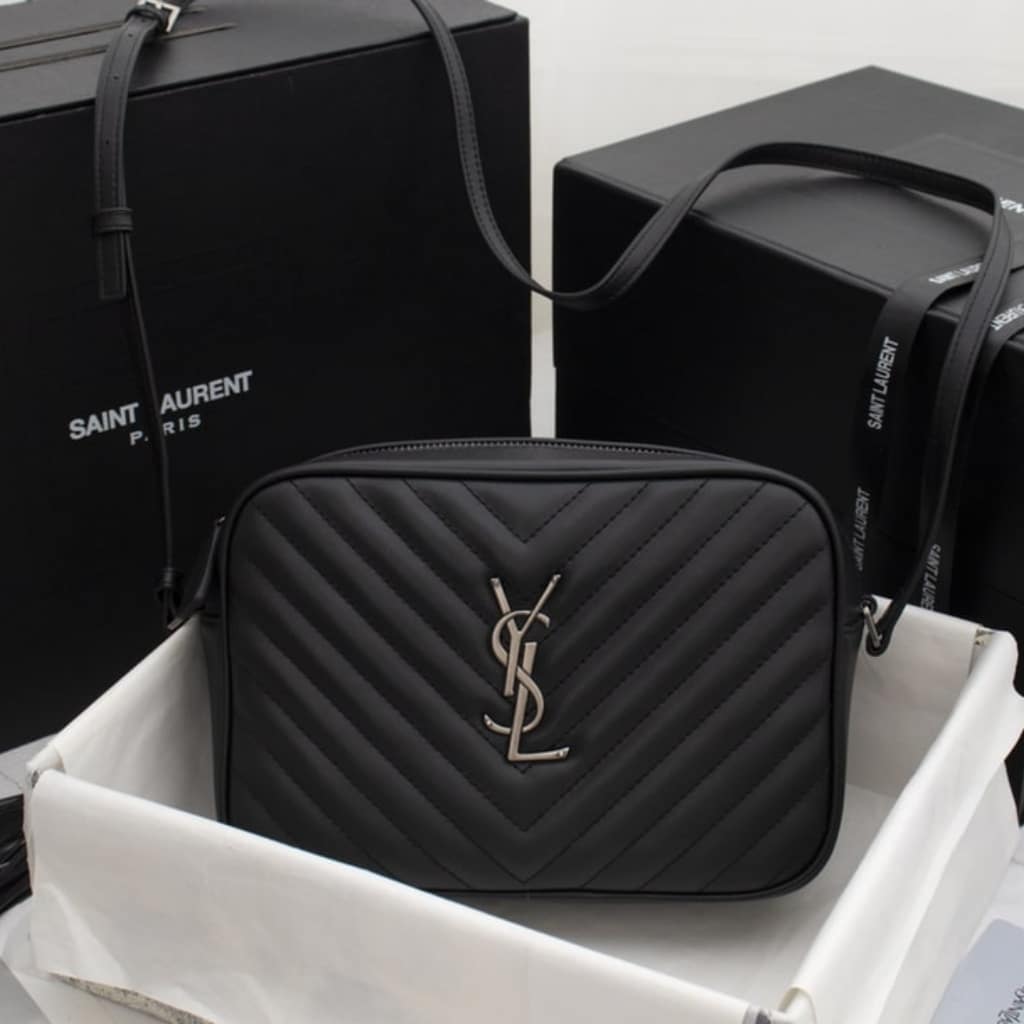 Saint Laurent Lou Camera Bag In Quilted Leather Black Silver Hardware 23Cm 761554DV7041000
