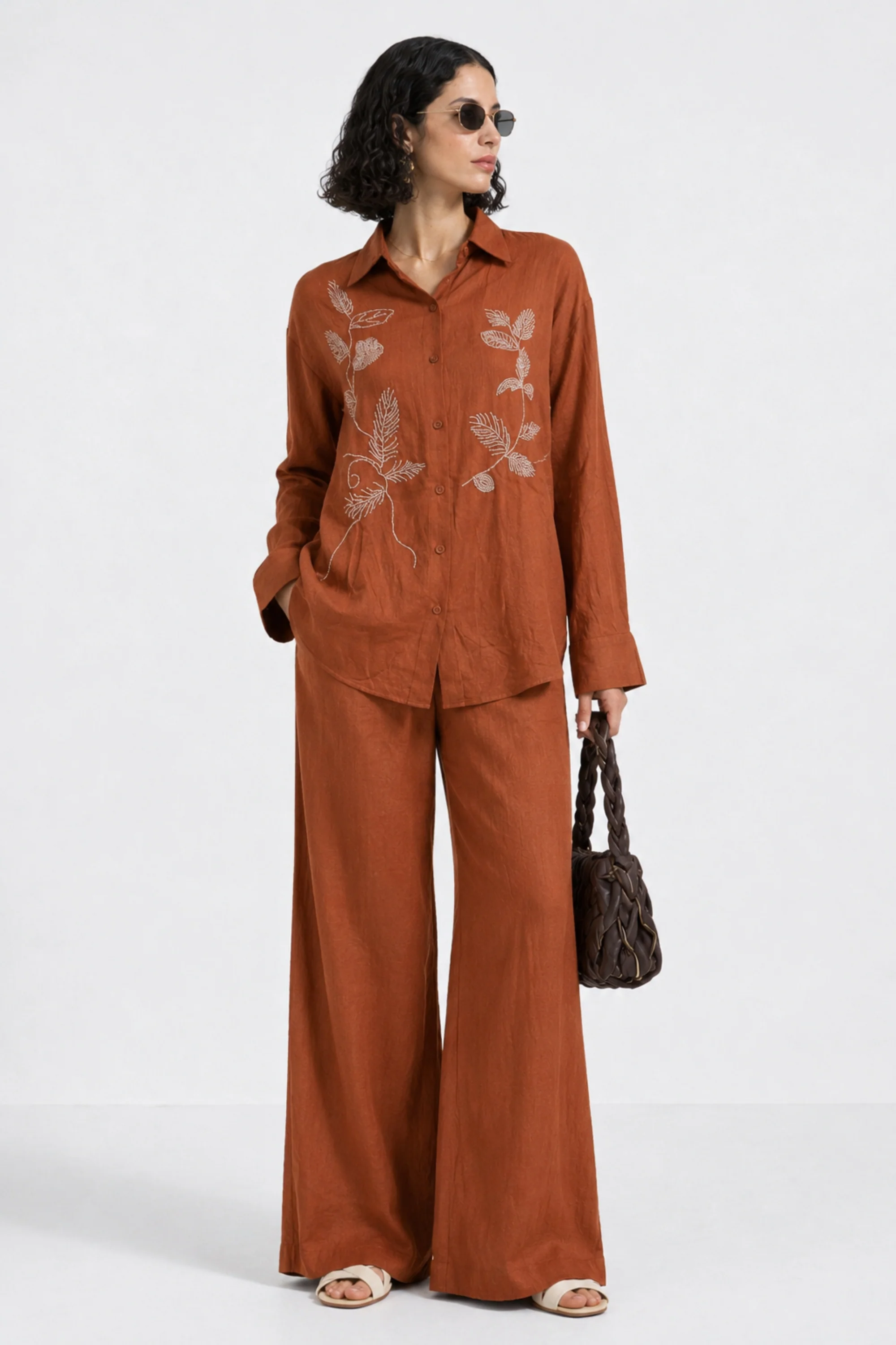 Rust Petal Embroidered Co-ord set
