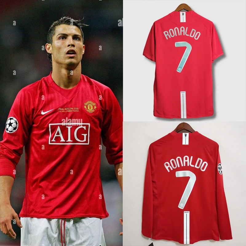 Retro 2007-08 UCL Manchester United Champions League version home Football jersey retro
