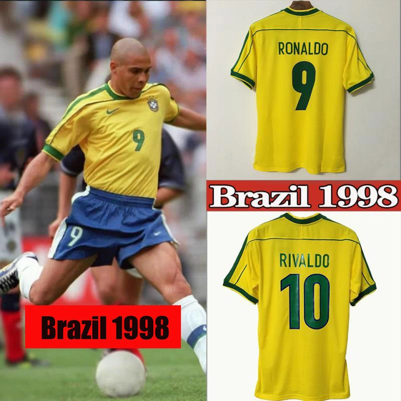 Retro Brazil 1998 home RONALDO R.CARLOS ROMARIO RIVALDO Football jersey retro