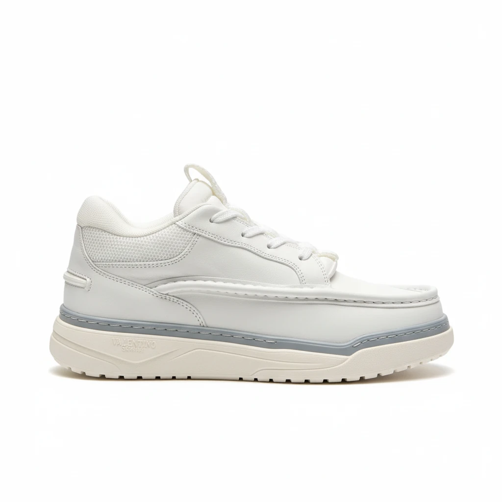 VALENTINO CALFSKIN LEATHER MID-TOP RUNBOOT SNEAKER