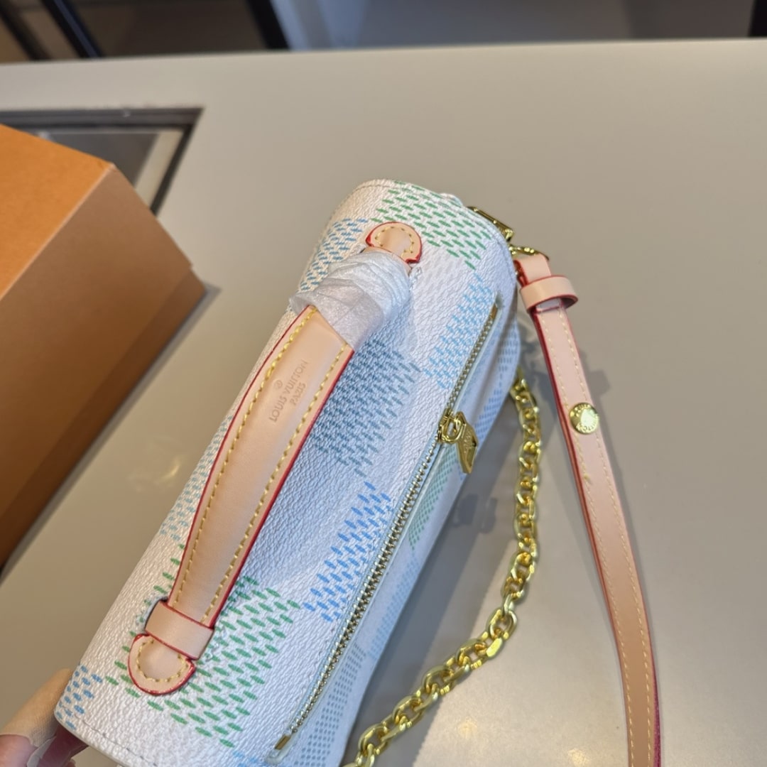 Louis Vuitton Pochette Métis East West Damier Canvas Light Blue 21cm