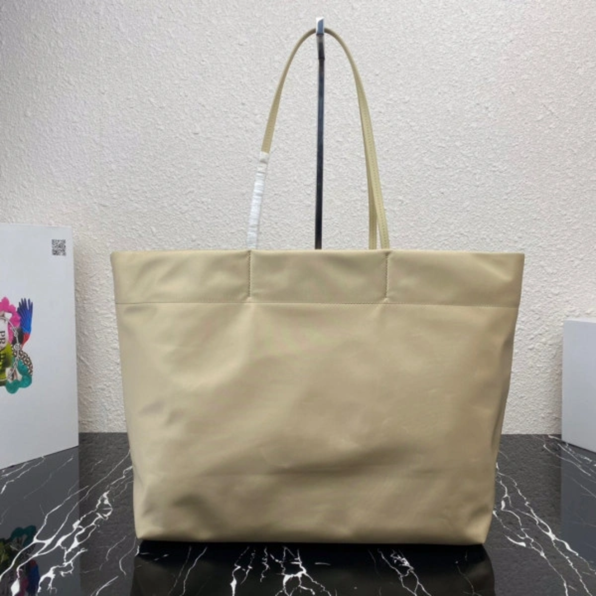 Prada Tessuto Synthetic Tote Bag Beige 35Cm