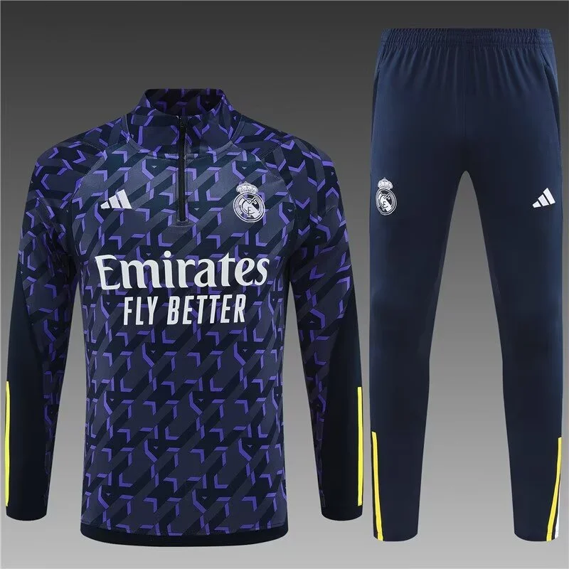2023/2024 Real Madrid half-pull training uniform royal blue suit