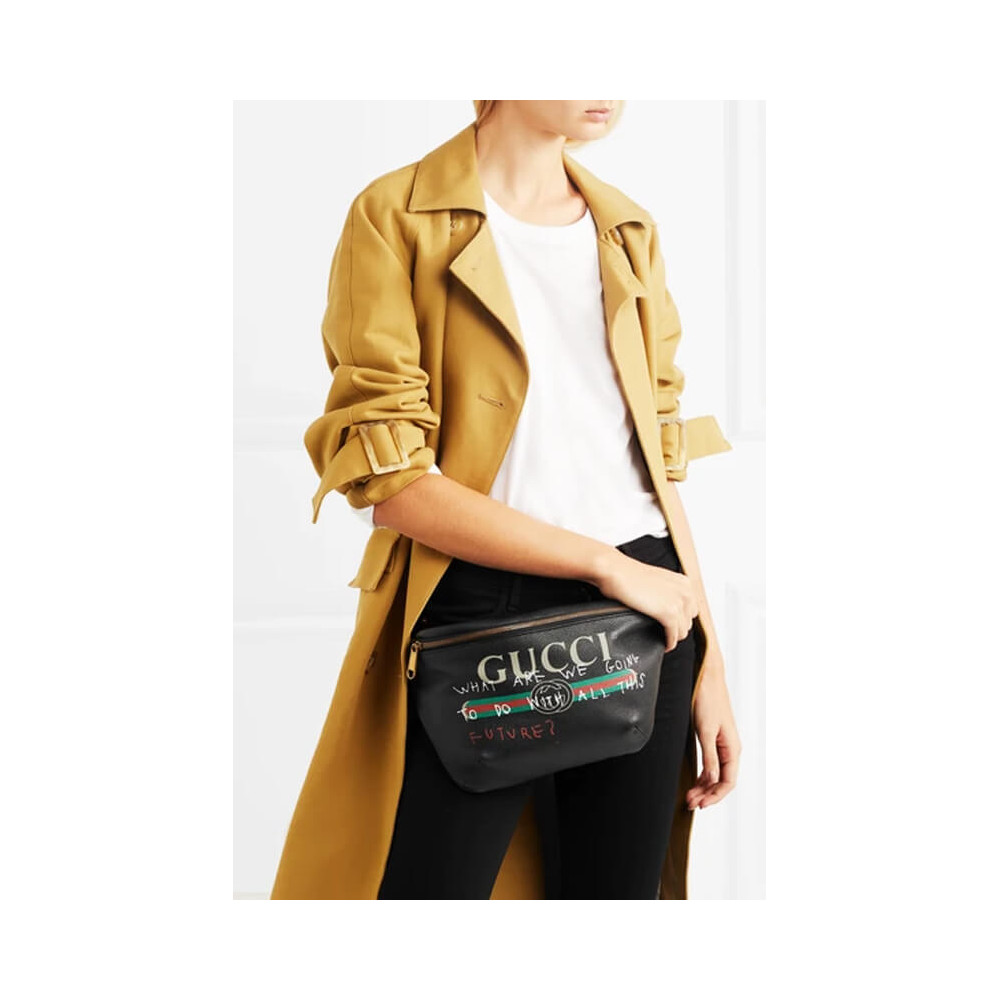 Gucci Leather Coco Capitan Vintage Logo Belt Bag Black
