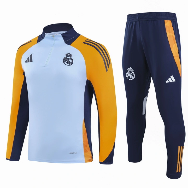 2024-25 Real Madrid Light Blue Long Sleeve Training Suit