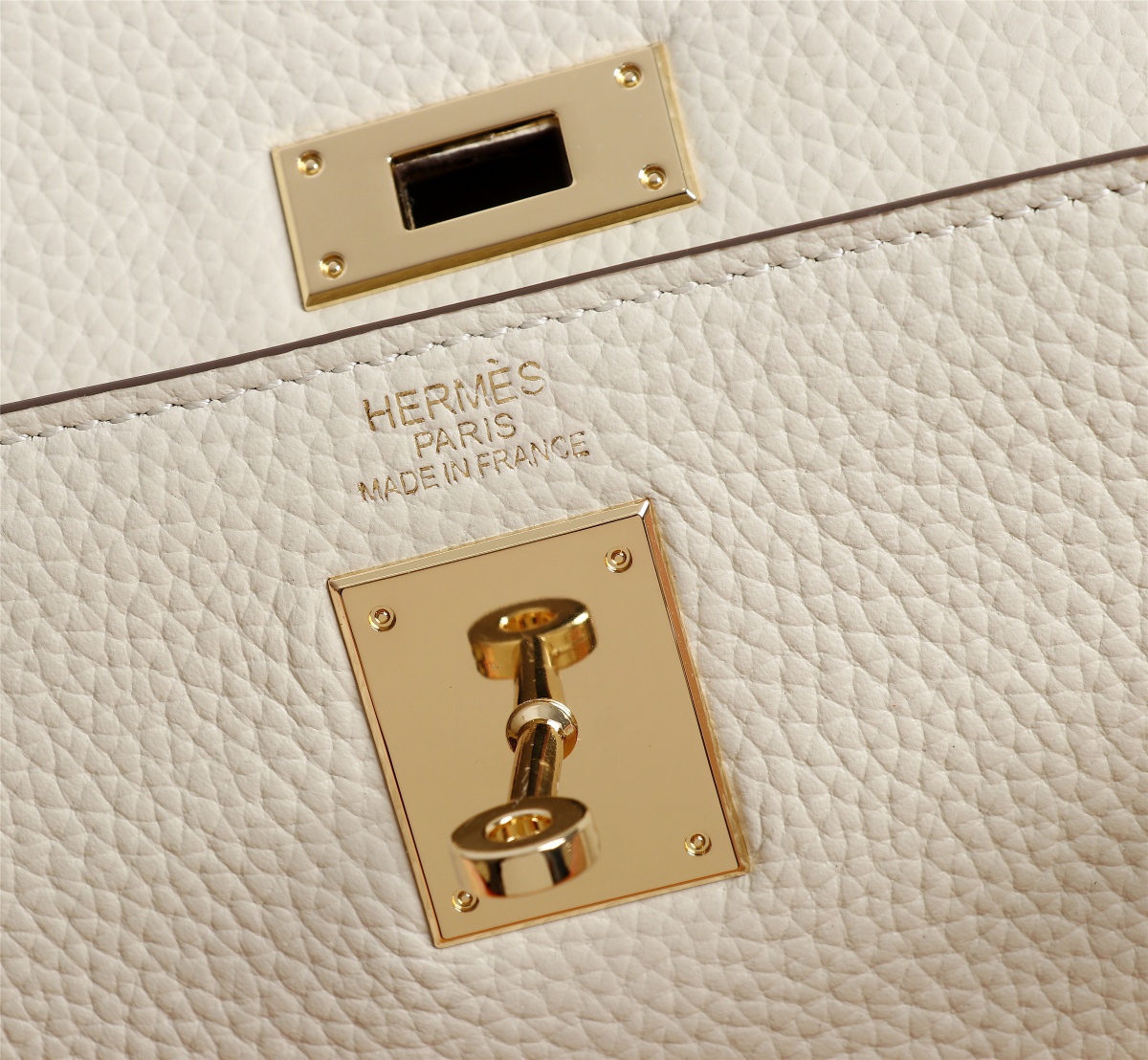 Hermes Kelly White Sellier Rouge Epsom Gold Hardware 25Cm