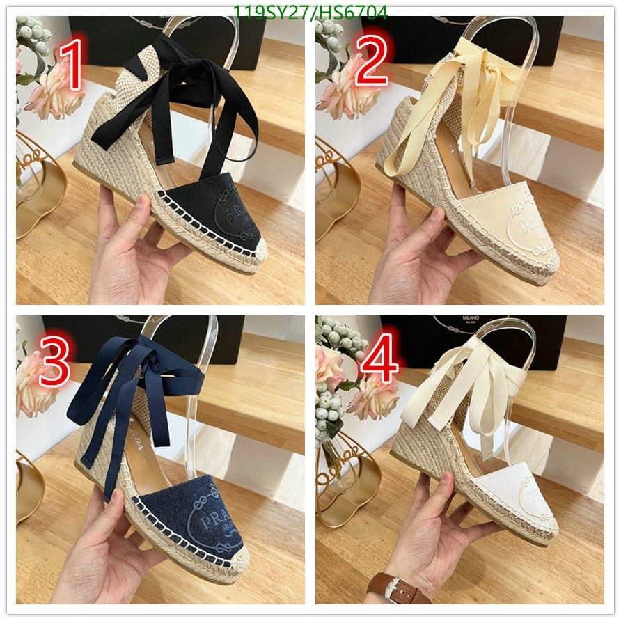 Prada Linen Espadrille Wedge Sandals Black