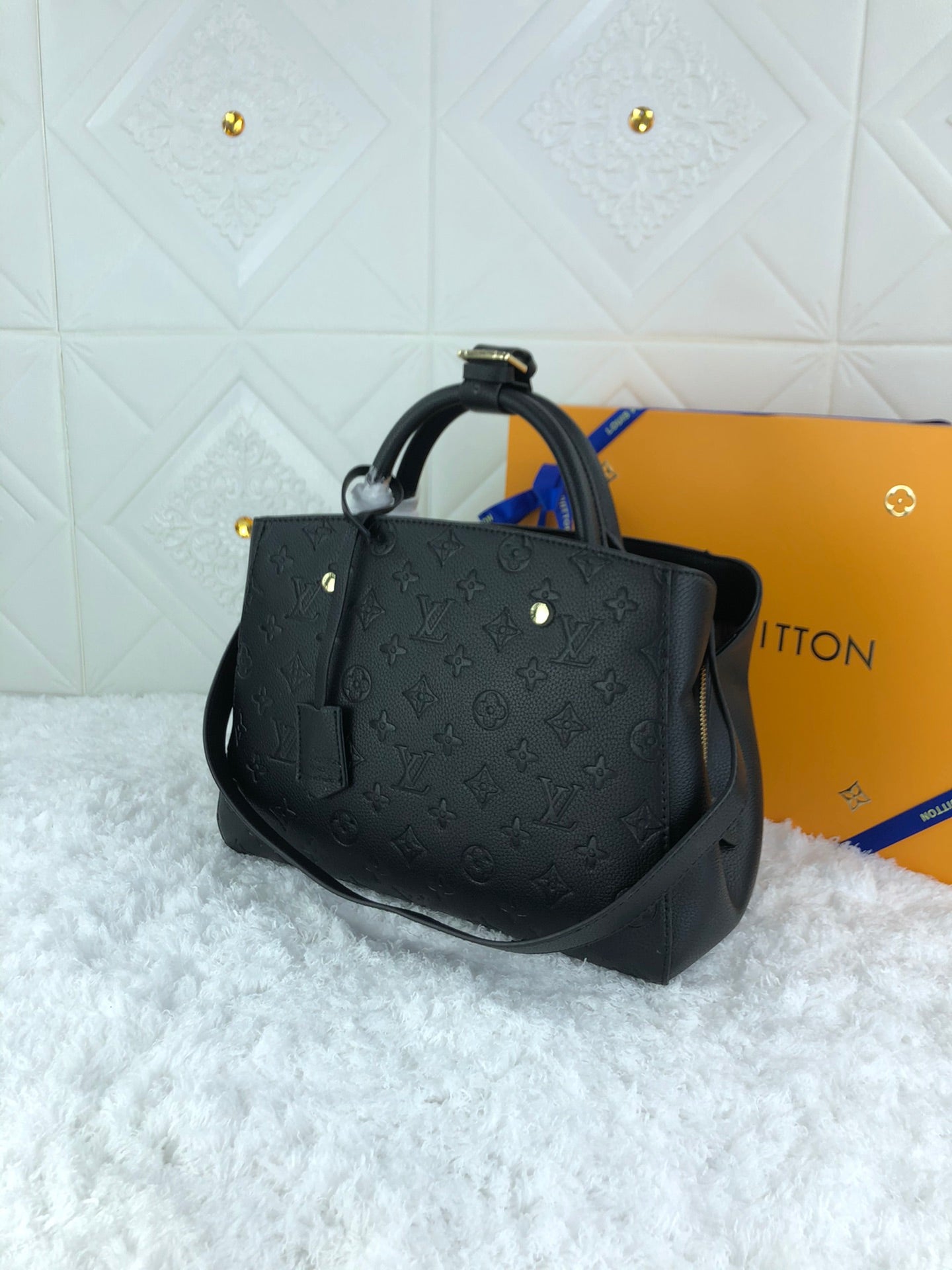 Louis Vuitton Montaigne Bb Empreinte Noir Black 33Cm