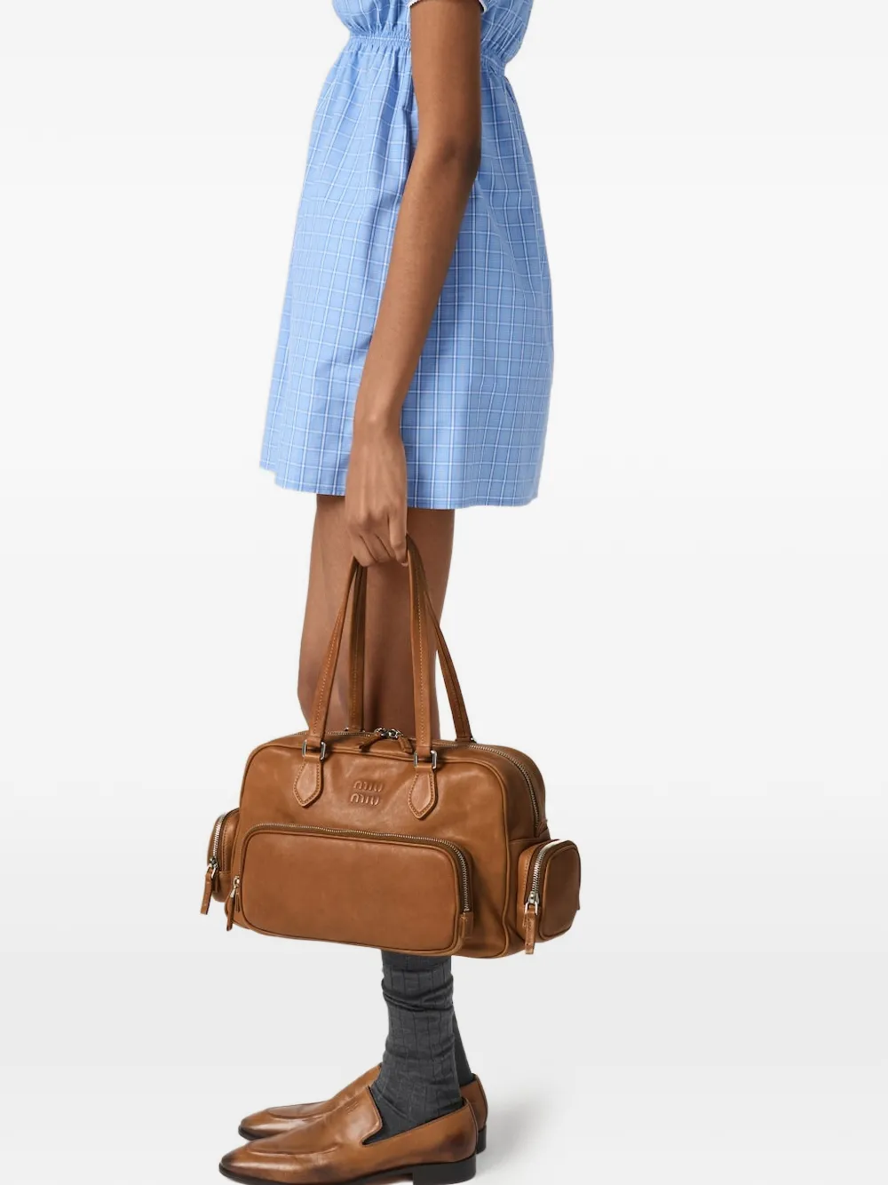 Miu Miu pocket leather tote bag