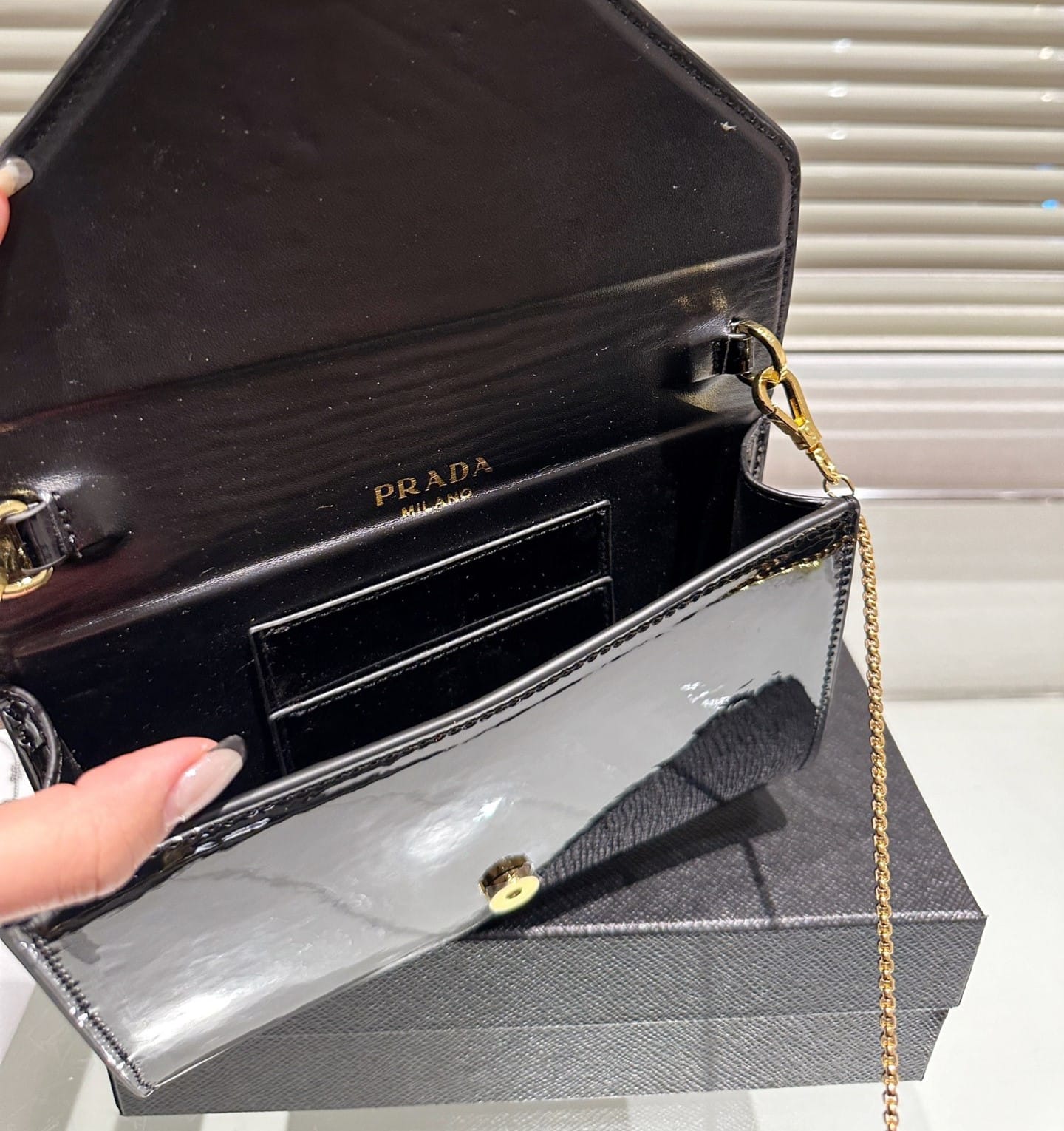 Prada Patent Leather Mini Bag Black 20Cm