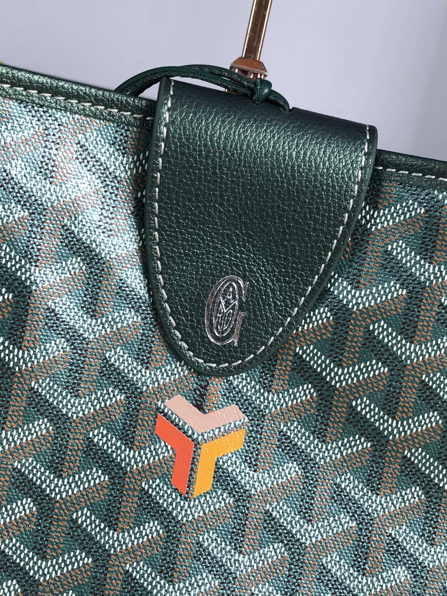 Goyard Saint Louis Gm Bag 40Cm Green Canvas Chevroches Calfskin