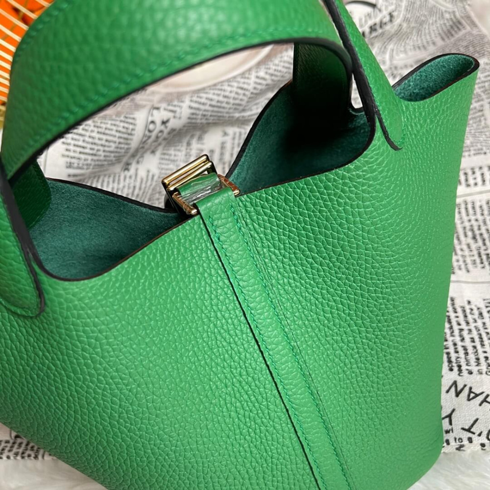 Hermes Picotin Lock Bag In Taurillon Clemence Bambou 22Cm
