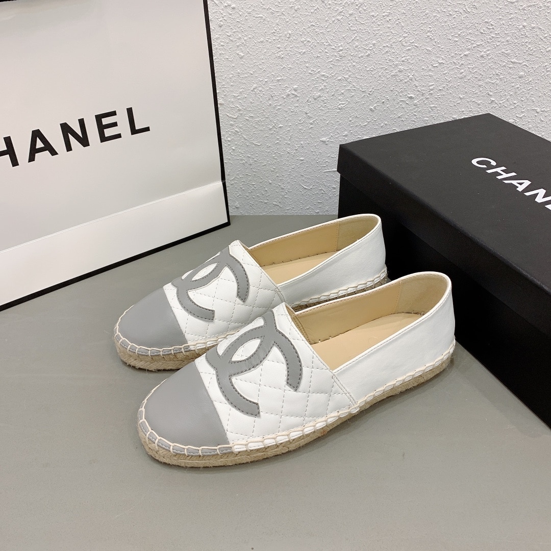 Chanel Cc Espadrilles White Gray