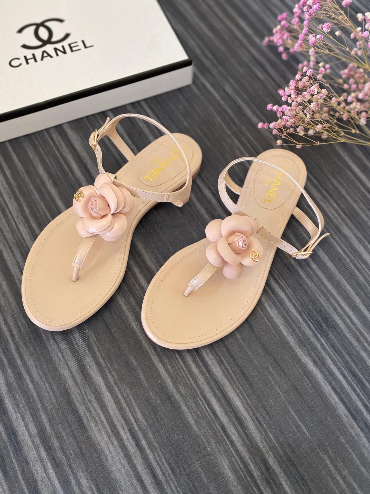 Chanel Jelly Rubber Camellia Sandals Pink