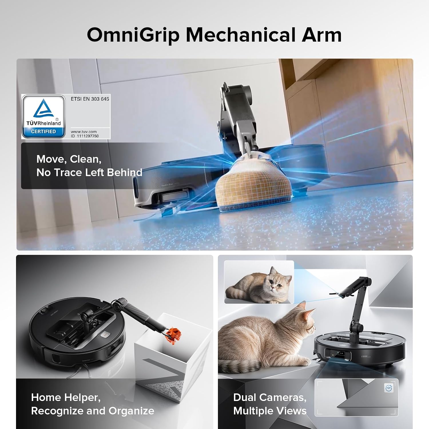 ⚡️Factory direct sales⚡️ Z70 Ultra-Smart Robot Vacuum with Mechanical Arm, 22,000Pa Suction & Hot Water Mop