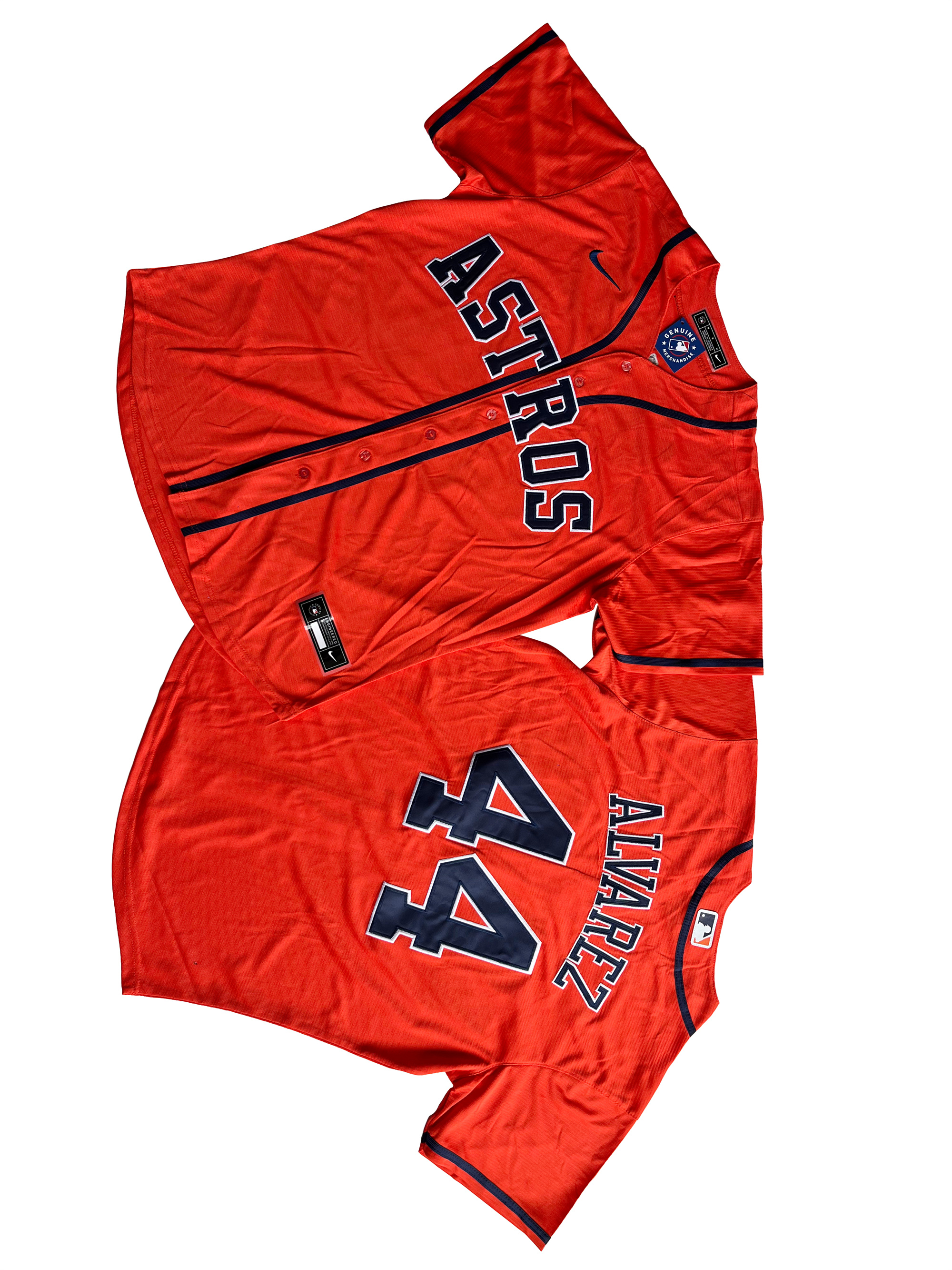 Men's Houston Astros 44# Yordan Alvarez  Orange Home Replica Player Name Jersey