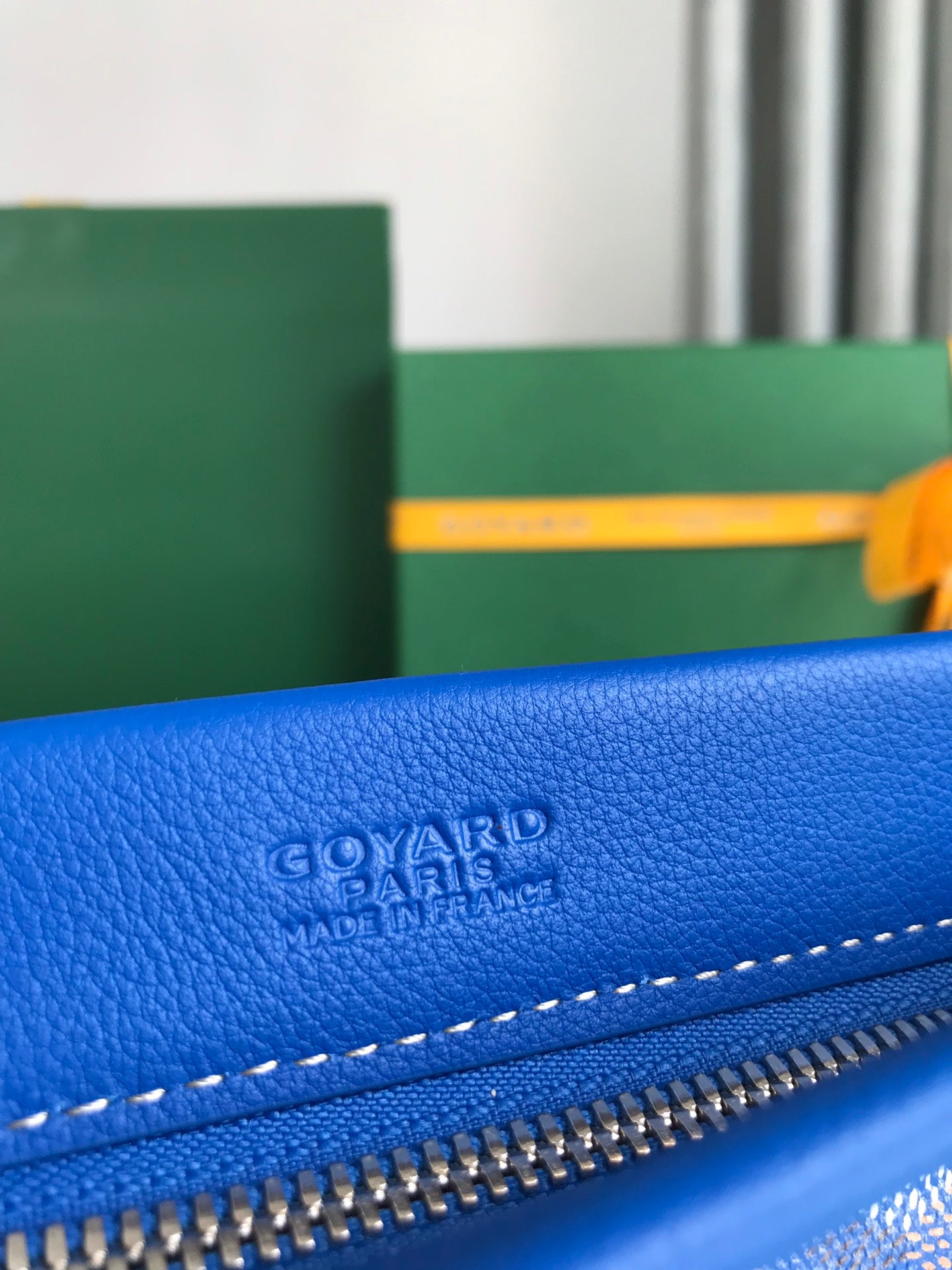 Goyard Conti Pouch 24cm Sapphire Blue Lambskin And Goyardine Canvas