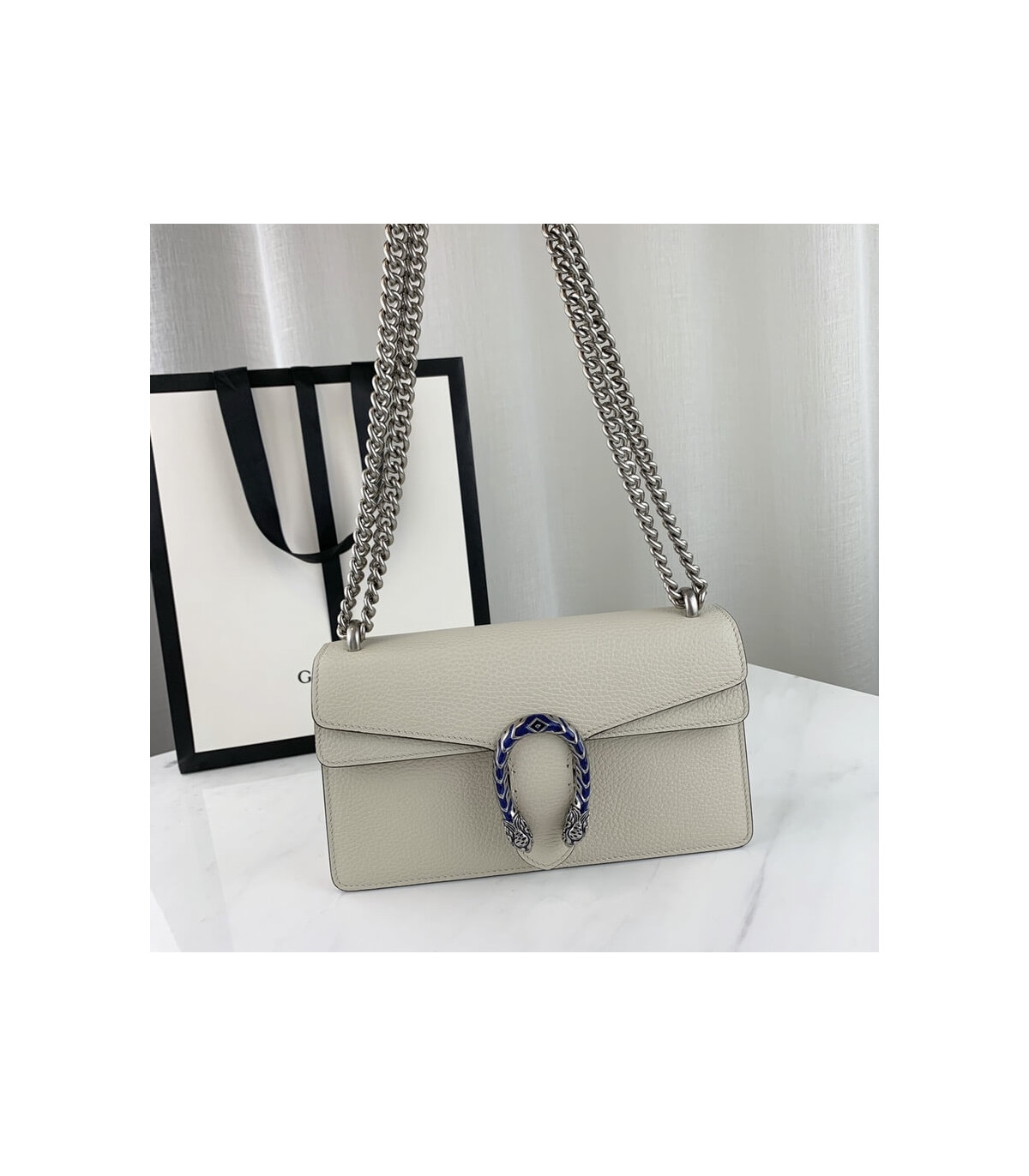 Gucci Dionysus Small Shoulder Bag in White Leather