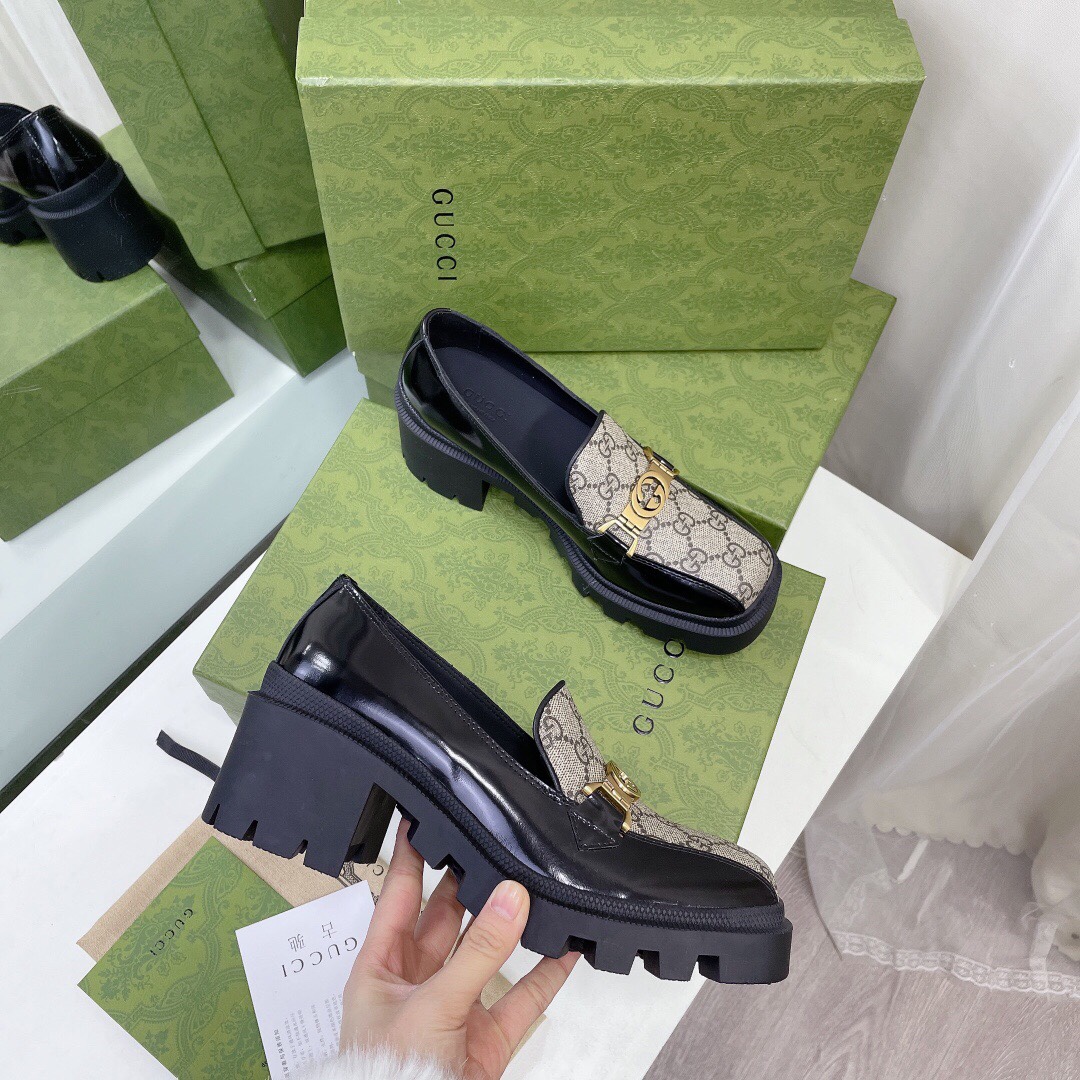 Gucci Ladies Interlocking Double G Loafers 670417 Dksm0 1063