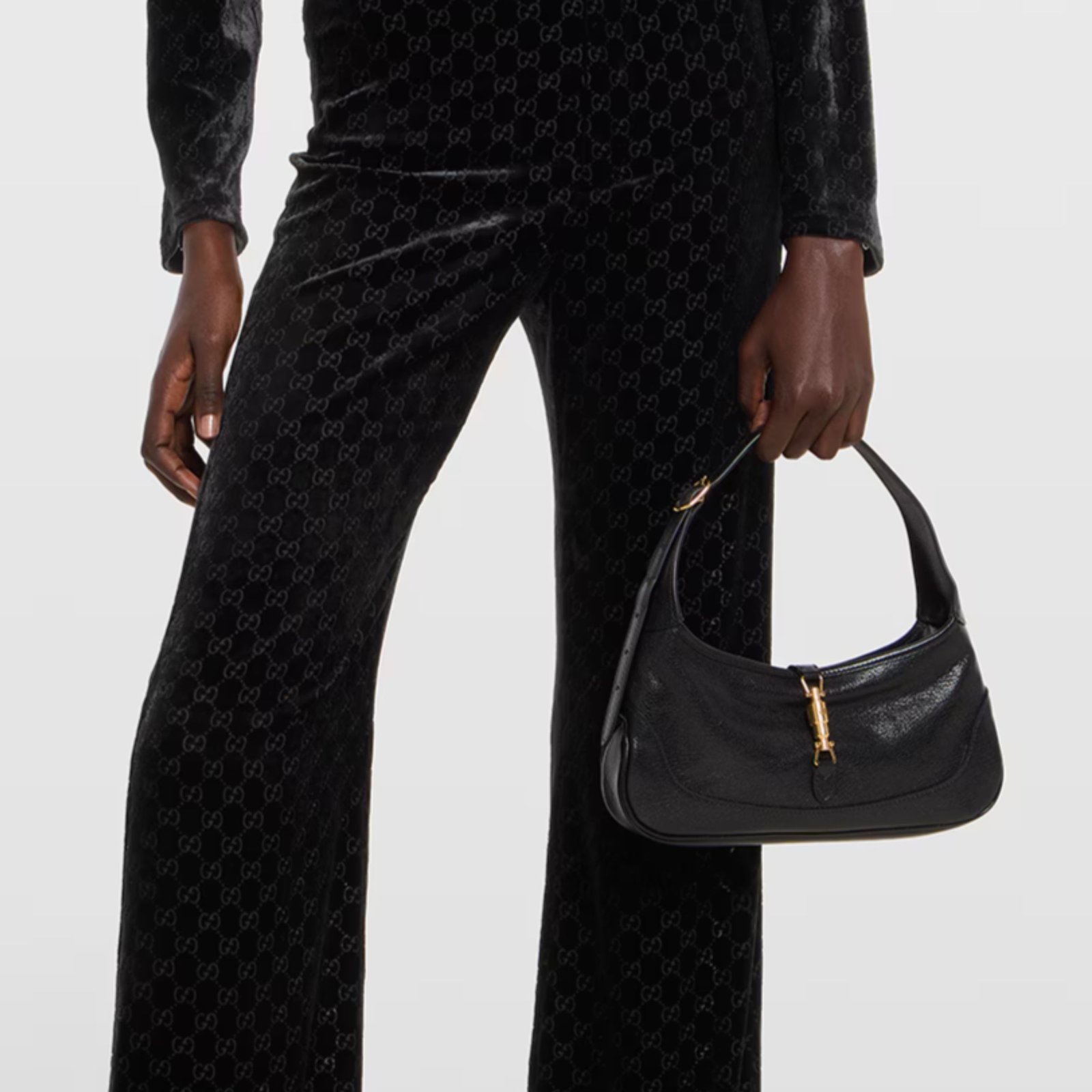 Gucci Jackie Slim Medium Shoulder Bag 28cm/11in Black Leather ‎863137
