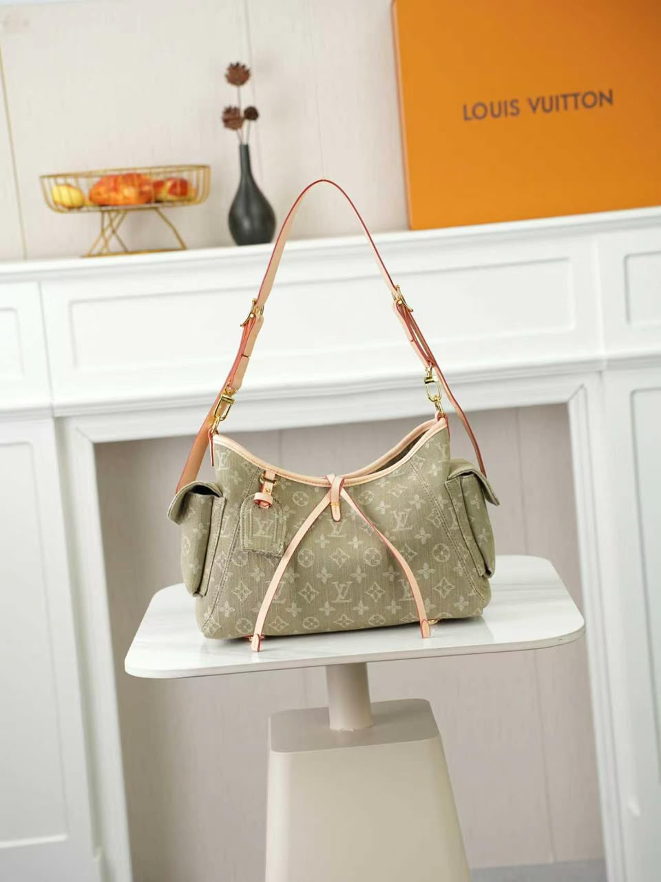 Louis Vuitton Carryall Cargo PM Bag Khaki Denim 33.5cm M27623