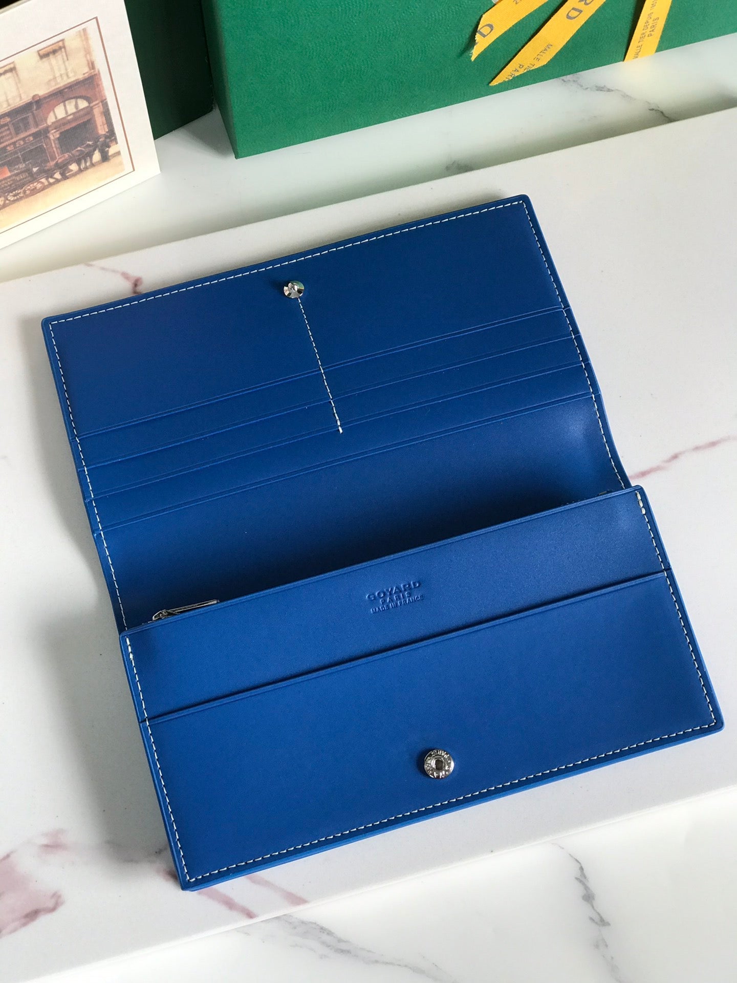 Goyard Richelieu Wallet 19 Cm Sapphire Blue Goyardine Canvas