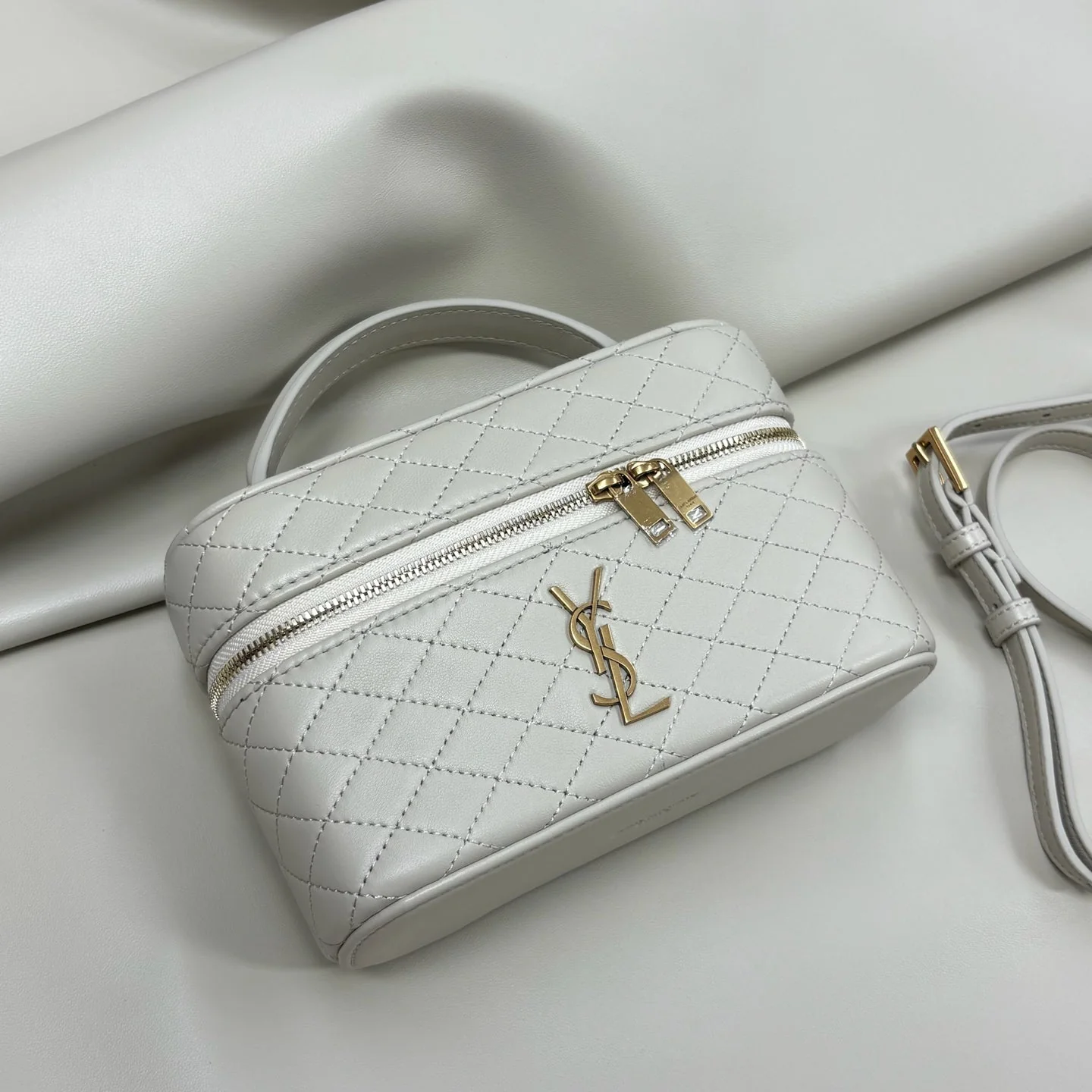 YSL Gaby Vanity Bag 18 Light Beige Quilted Calfskin