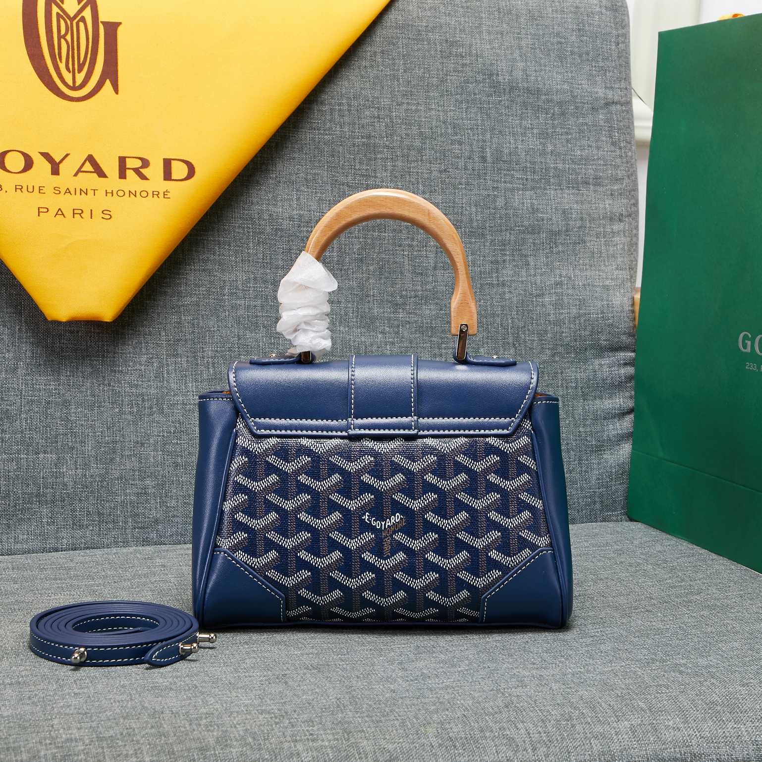 Goyard Saigon Souple Mini Bag Dark Blue Canvas 20cm