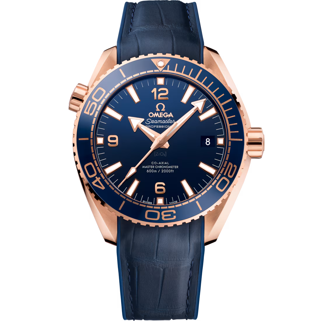 Omega Seamaster Planet Ocean 600M 43.5mm Blue Dial Sedna™ 18k Rose Gold Strap 215.63.44.21.03.001